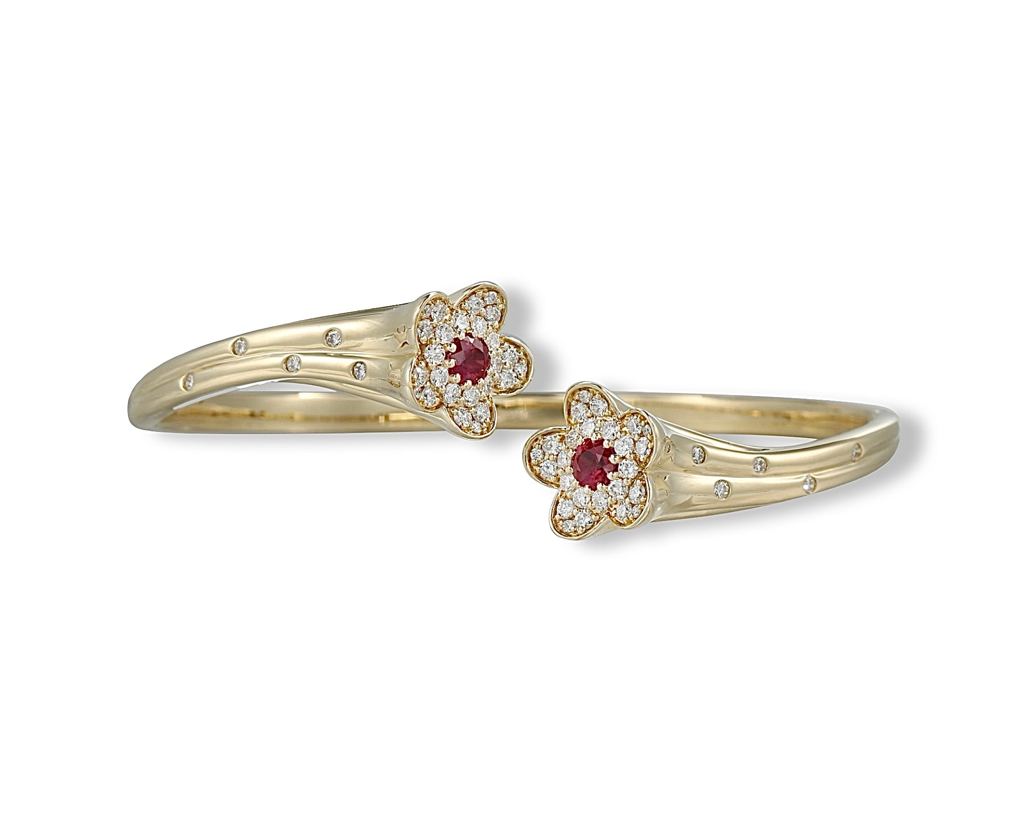Ruby and Diamond Pretty Flower Bangle