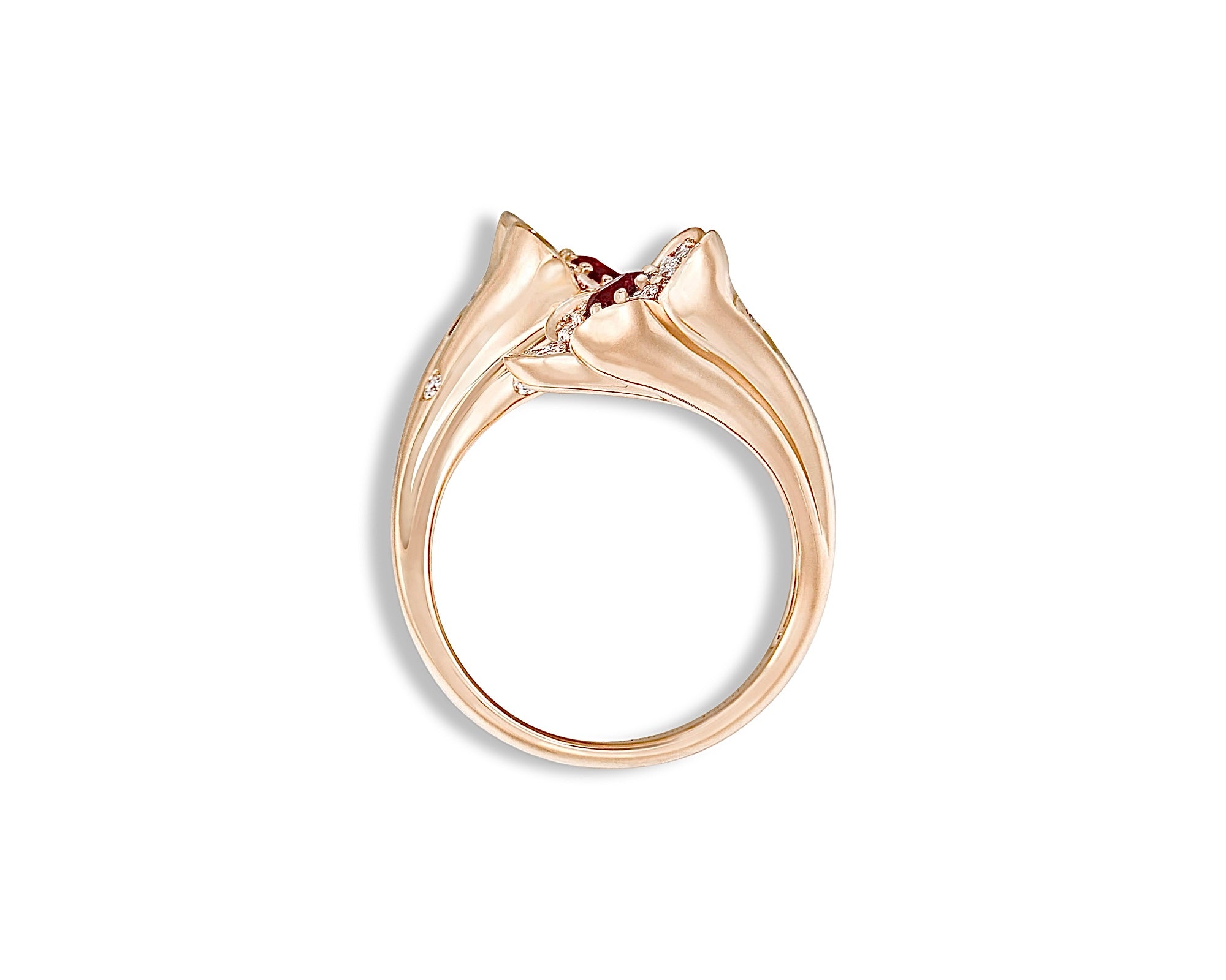 Ruby and Diamond Pretty Flower Ring