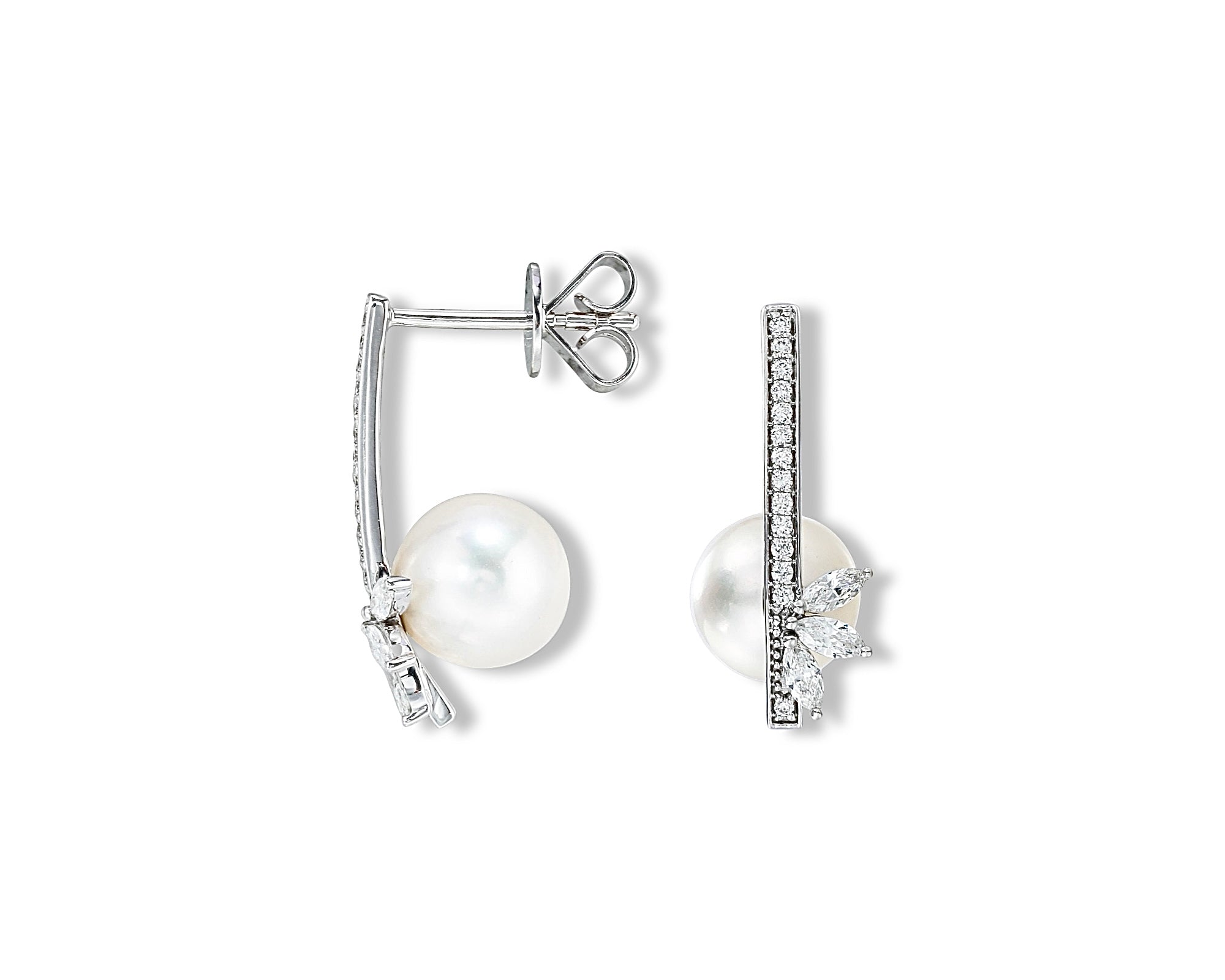 Pearl under the Lotus Diamond Earring