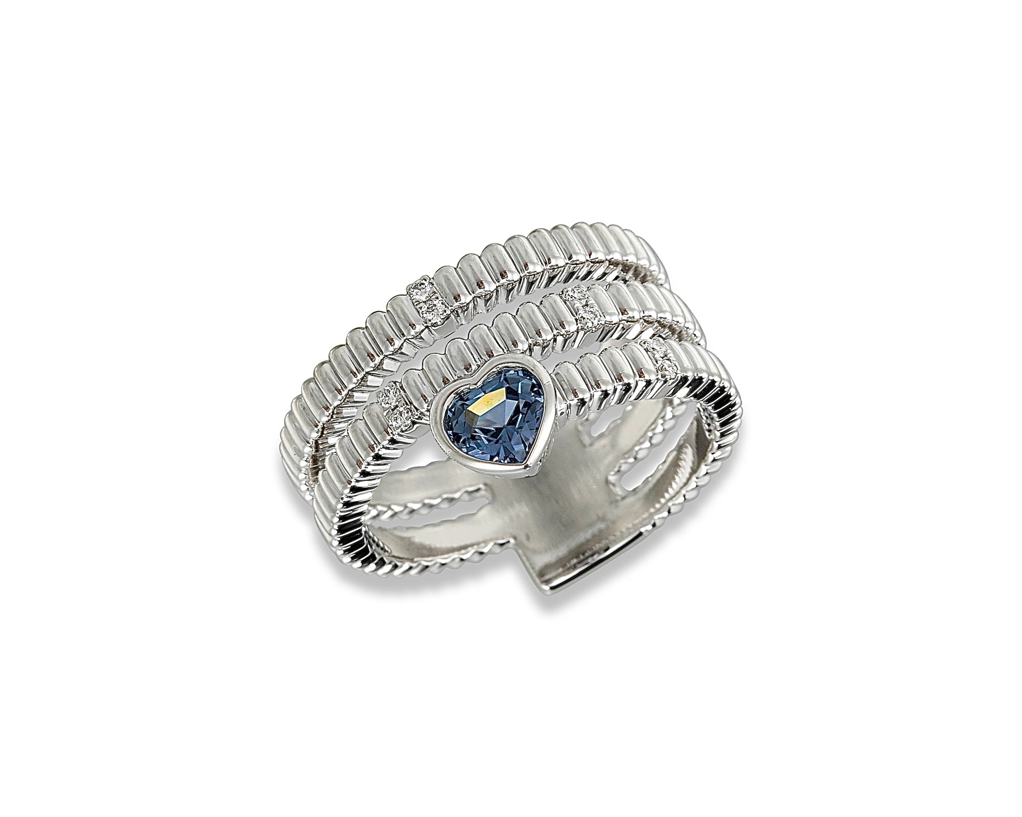 Blue Heart Swirl Ring