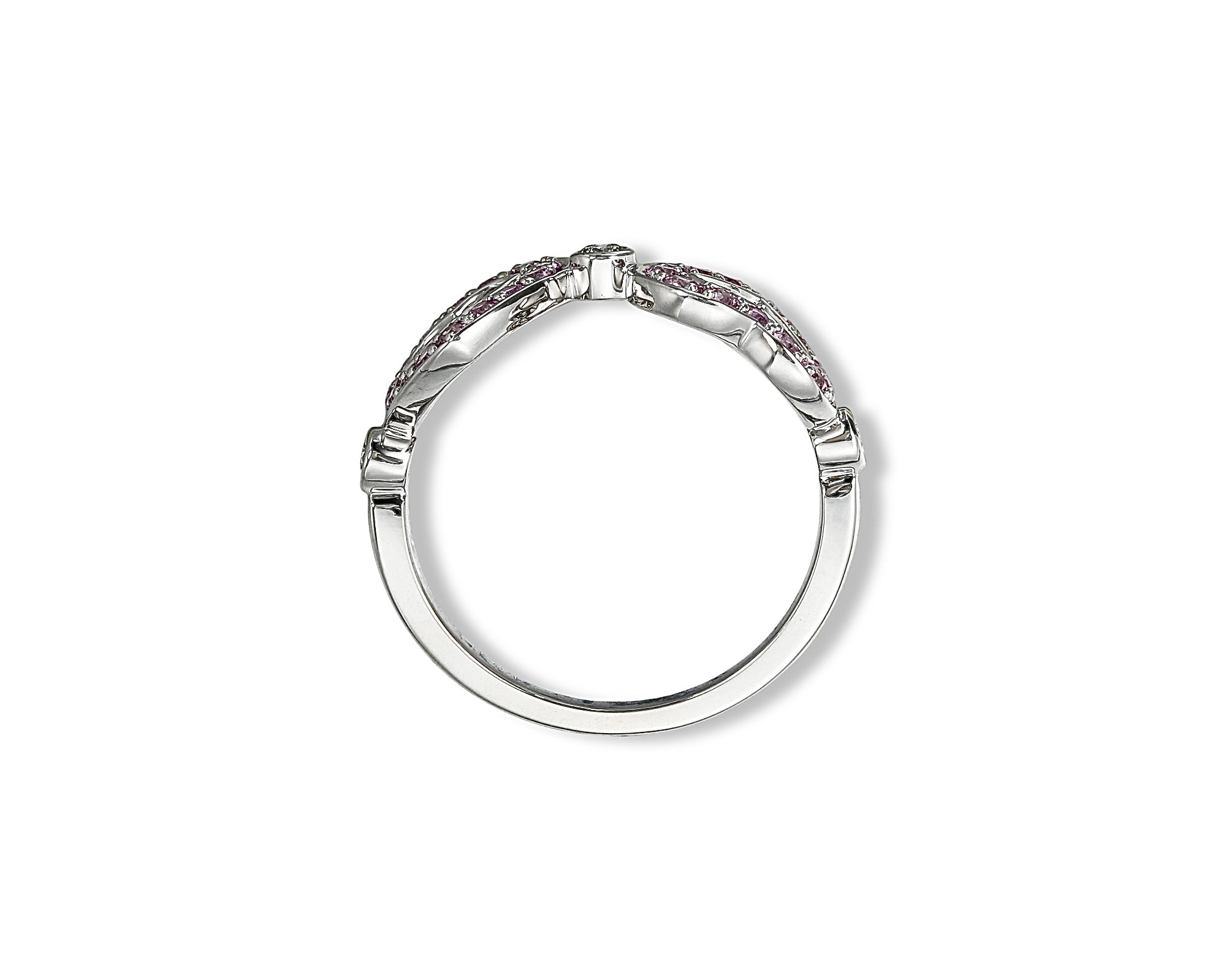 Pink Sapphire Diamond Polka Dot Heart Ring
