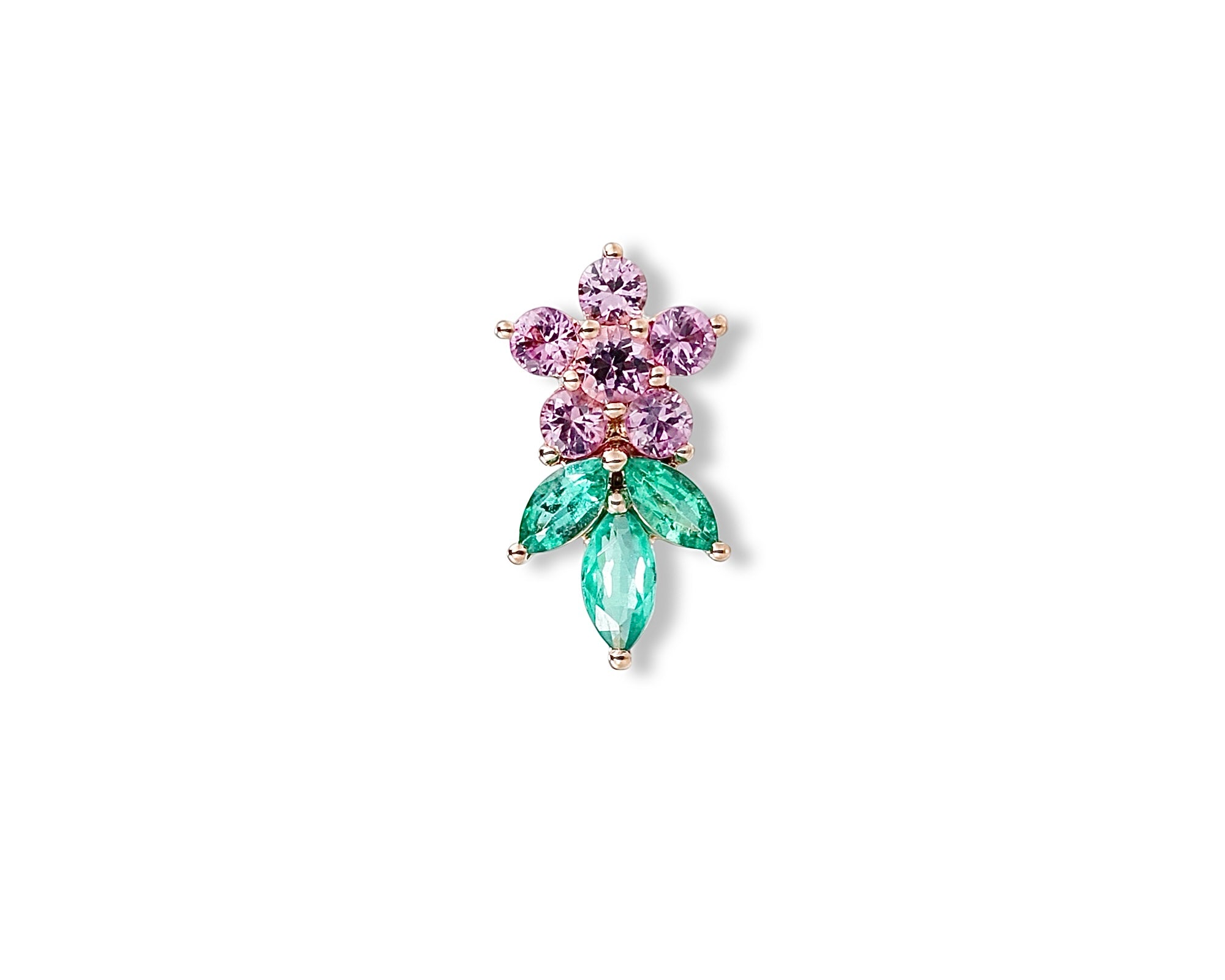 Pink Floral Single Stud