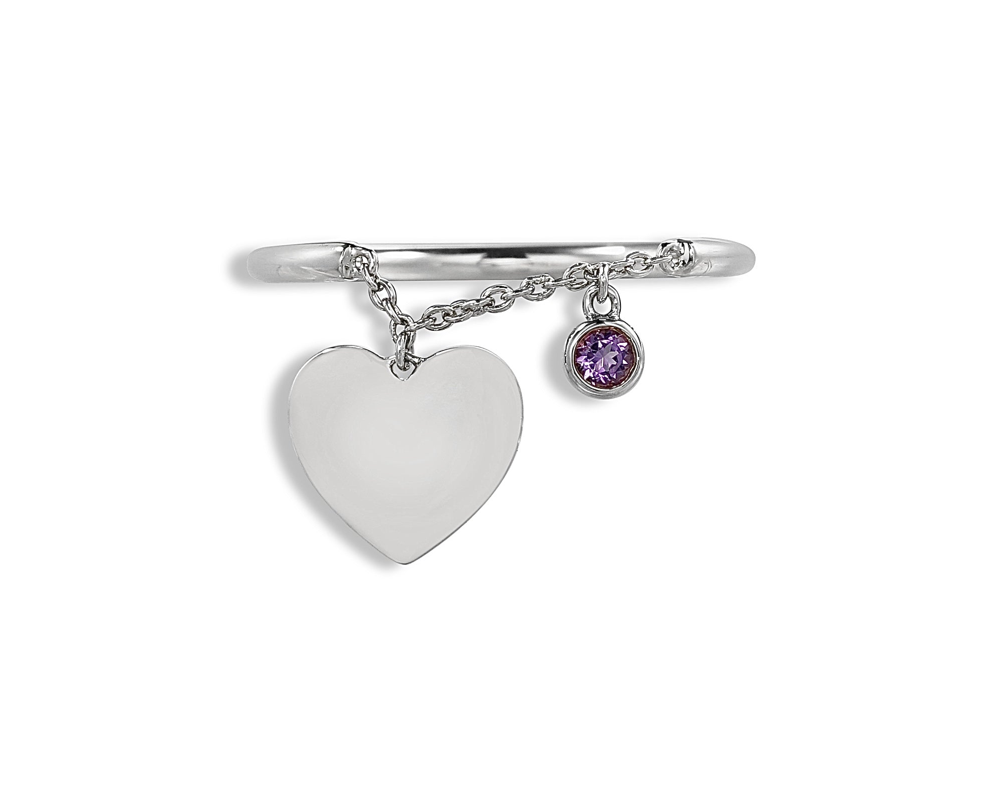 Purple Hanging Heart Ring