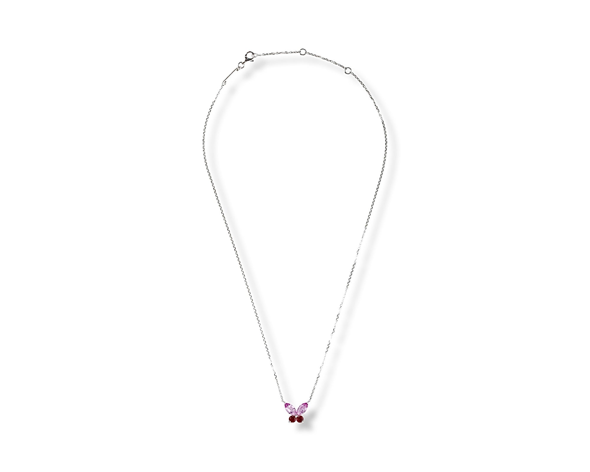 Butterfly Ruby Pink Sapphire Necklace