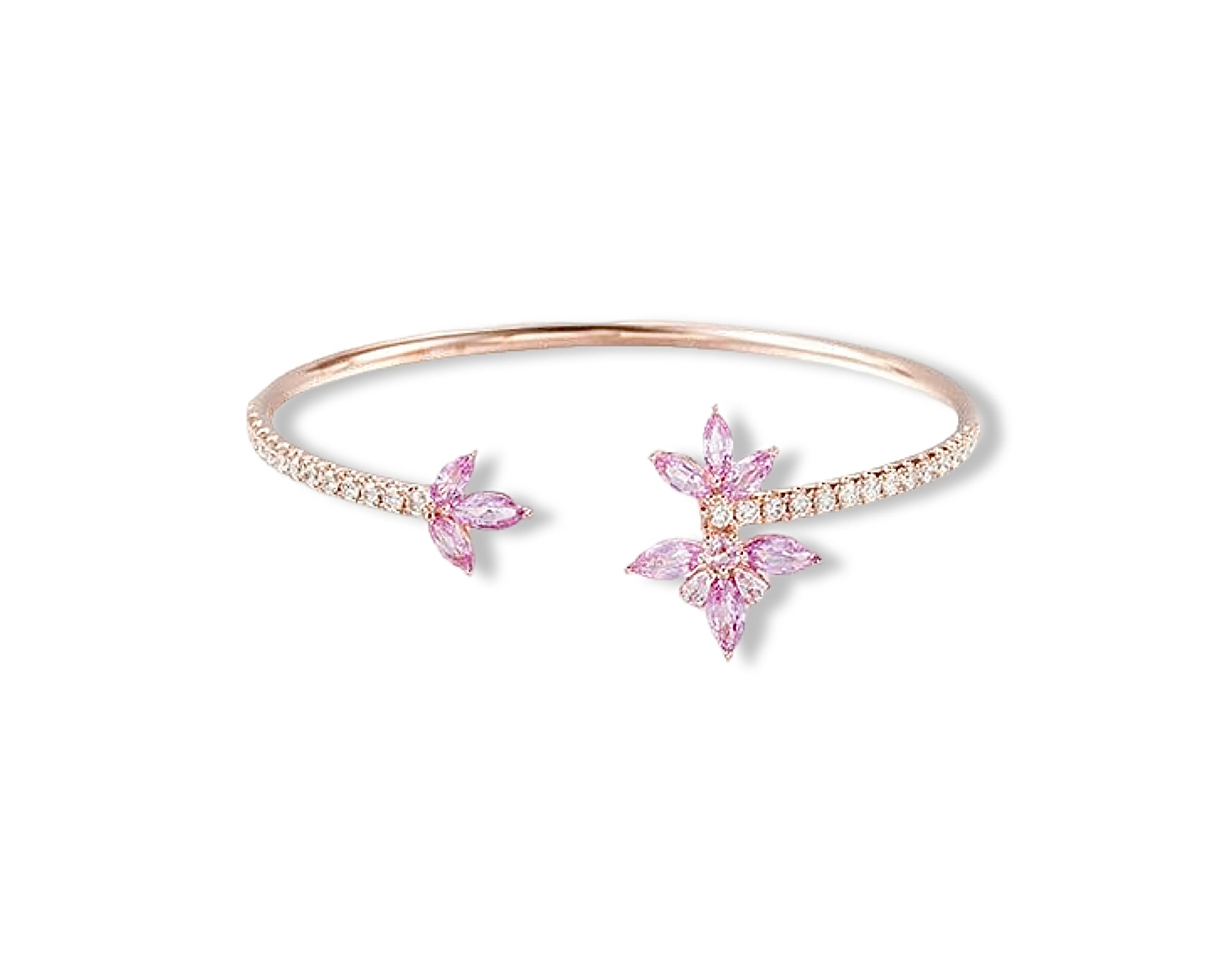 Pink Flower Open Bangle