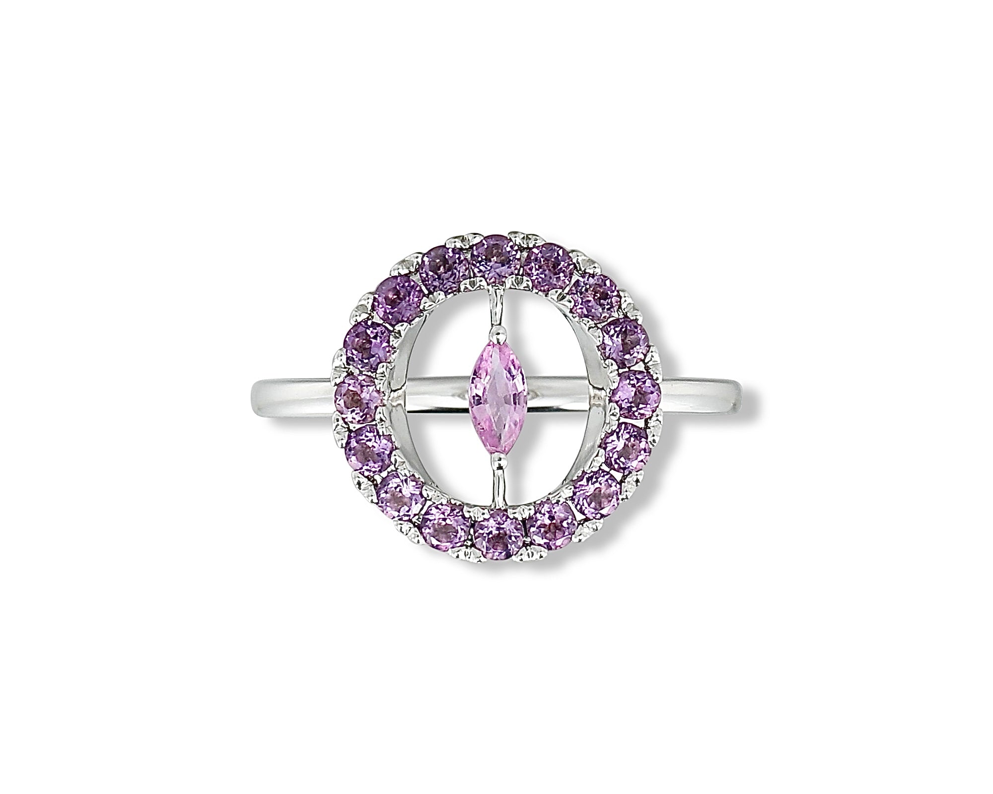 Pink Amethyst Round Ring