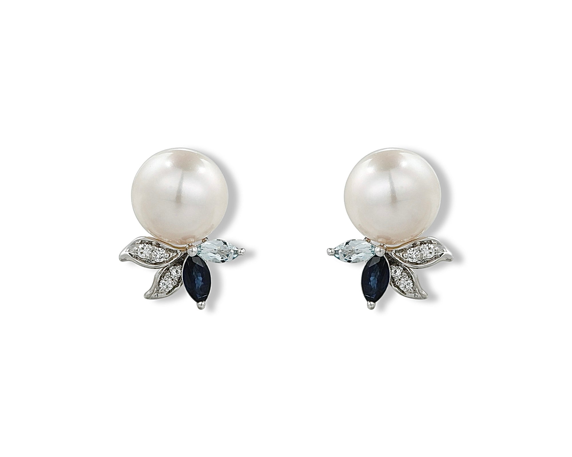 Pretty Aqua Pearl Gardenia Stud