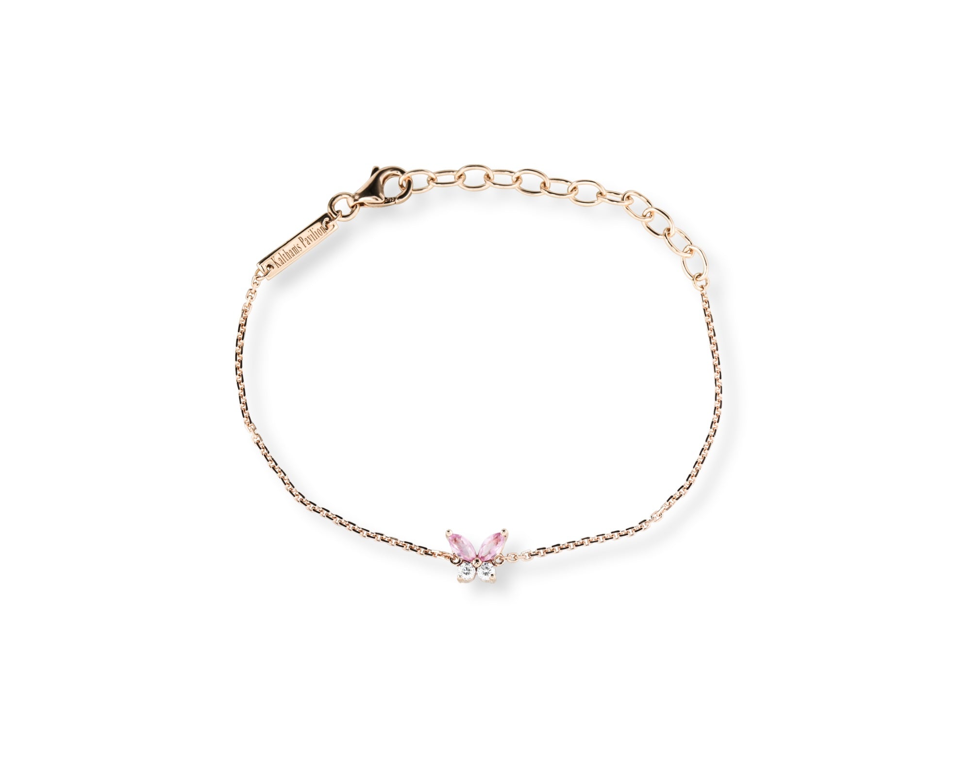 Mini Butterfly Pink Sapphire Diamond Bracelet