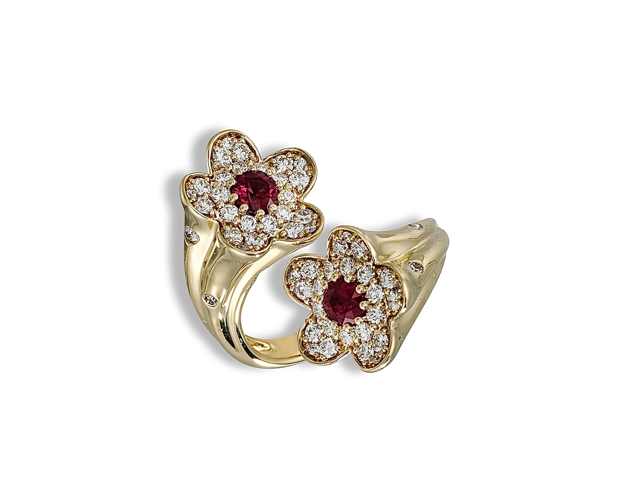 Ruby and Diamond Pretty Flower Ring
