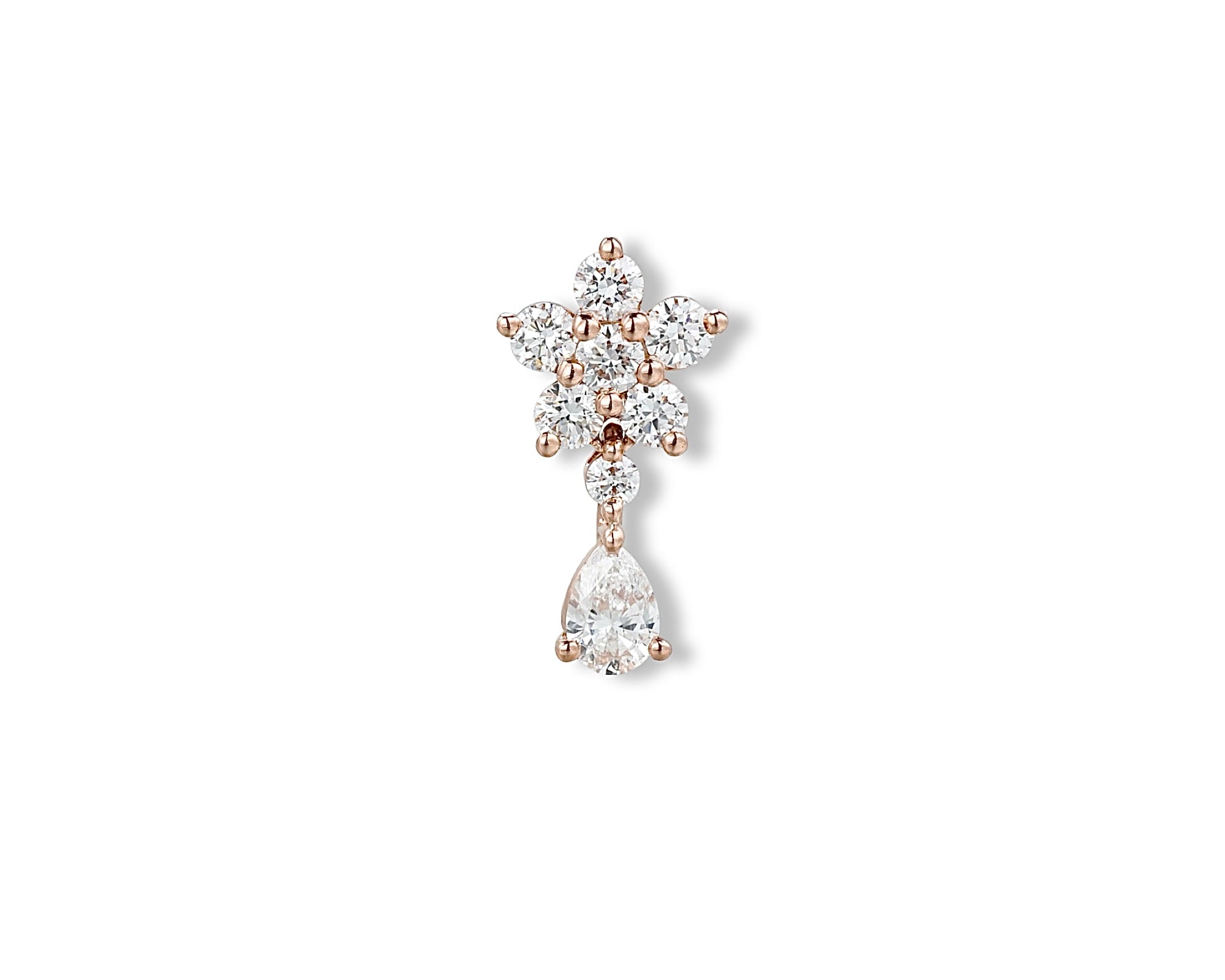 Flower Pear Drop Single Stud