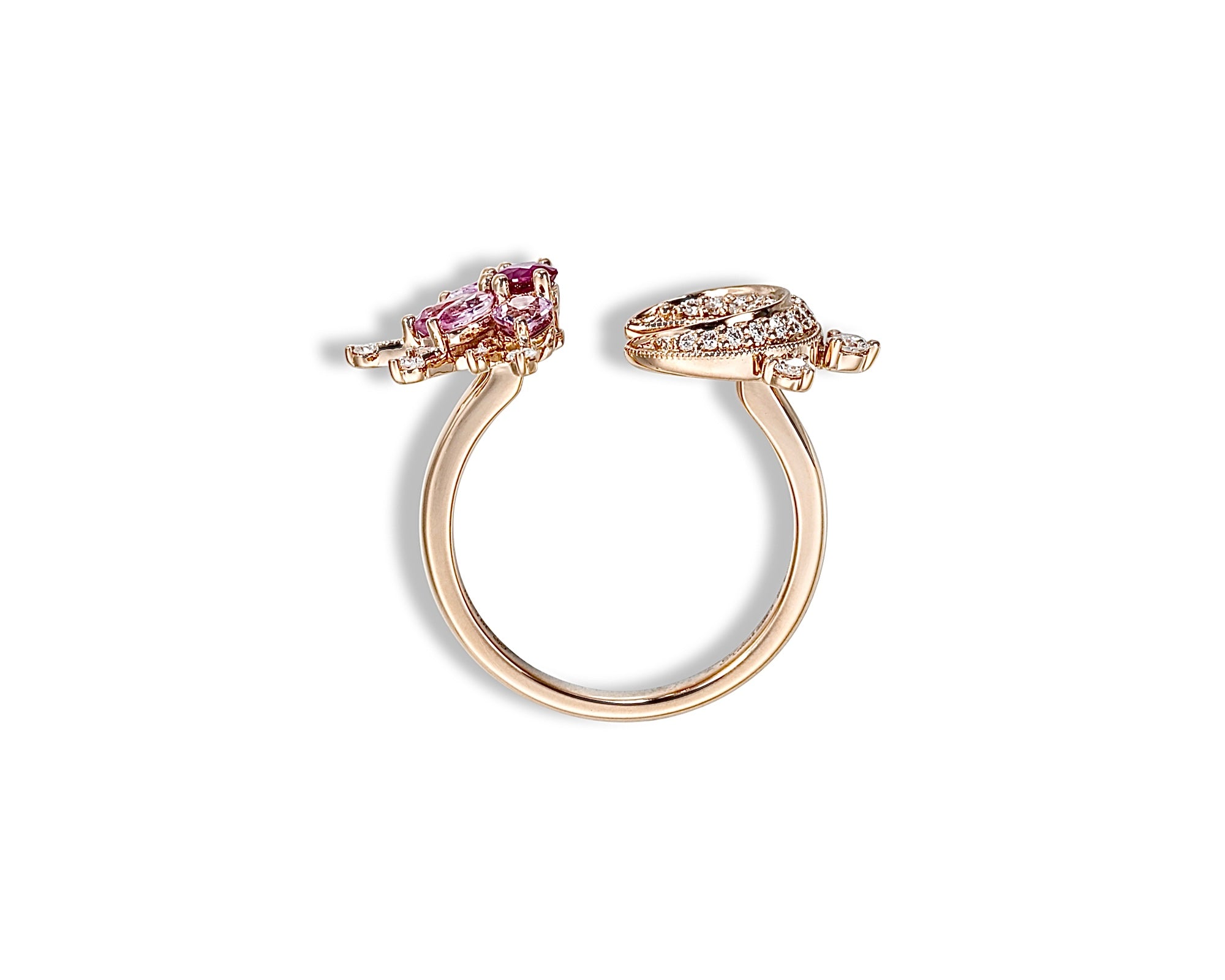Pink Star and Moon Diamond Ring
