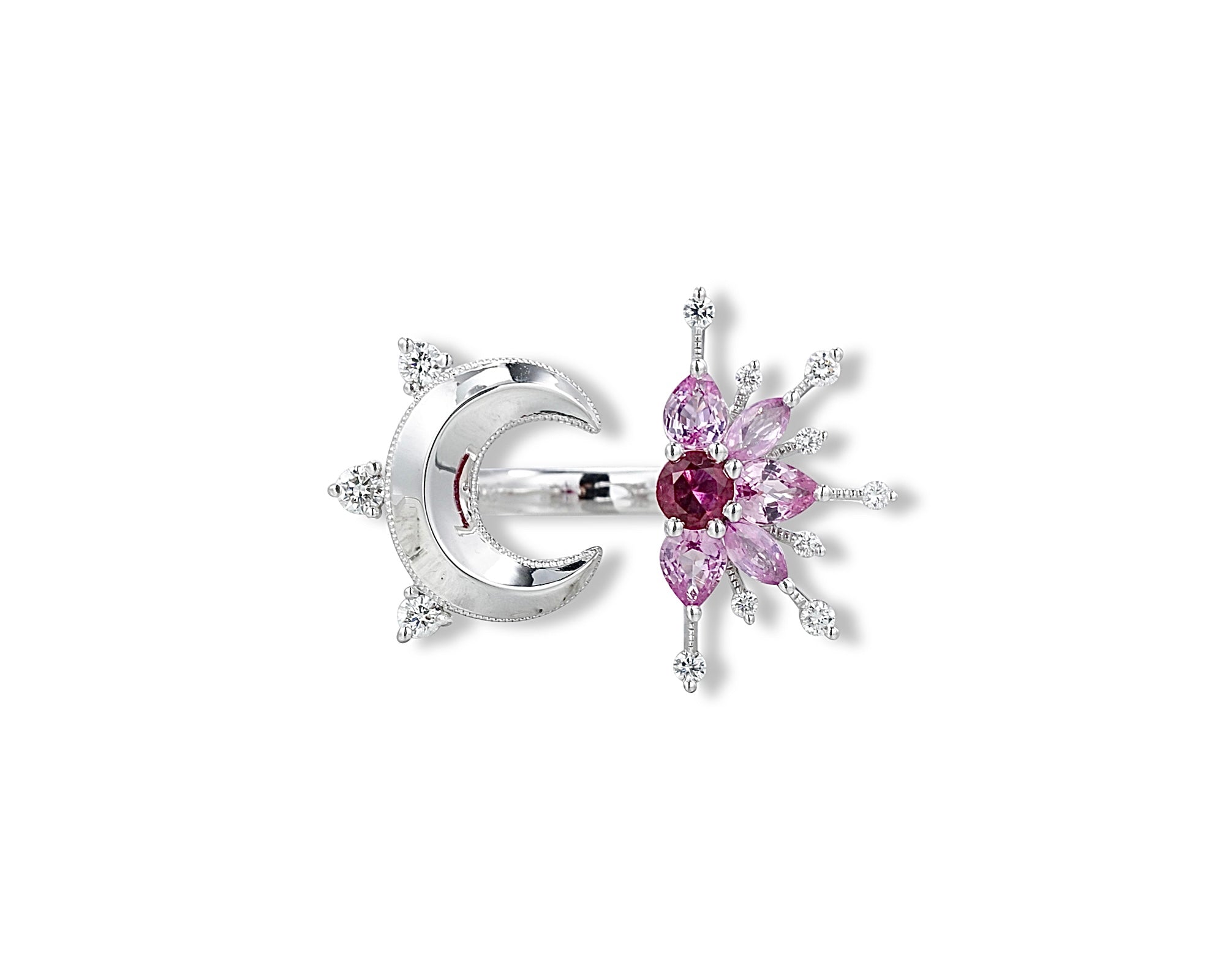 Pink Star and Moon Ring
