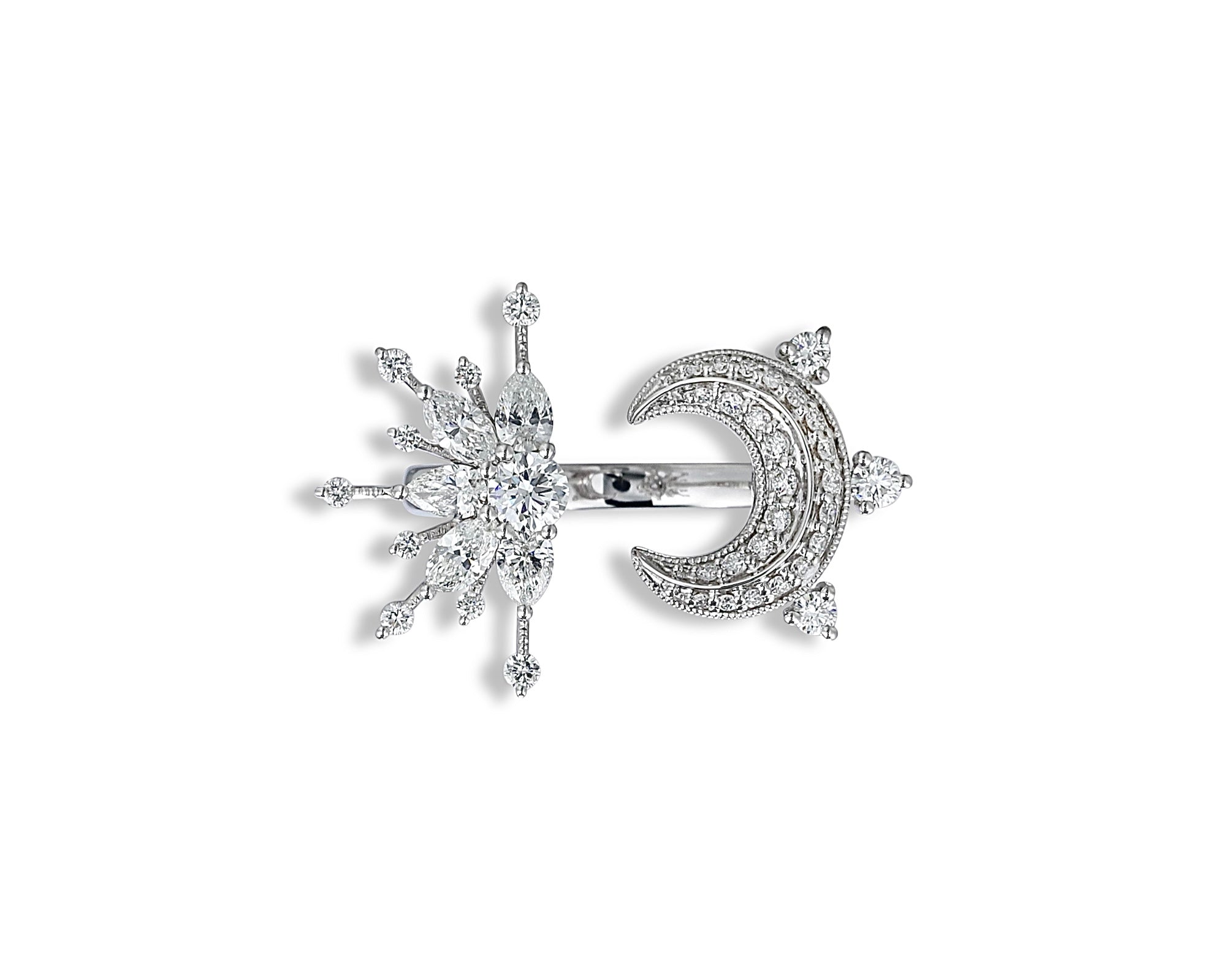 Diamond star and Moon Ring