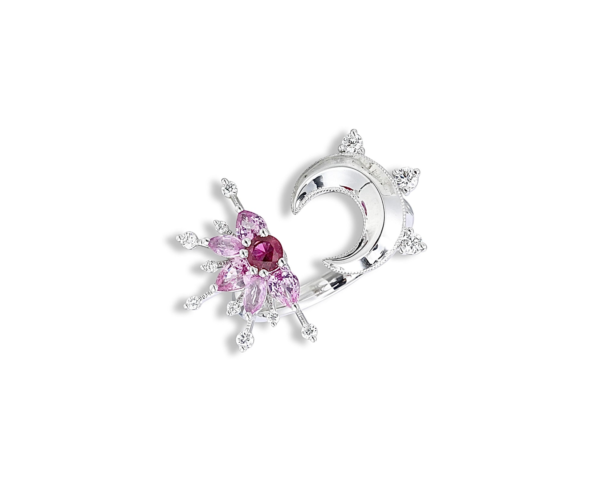 Pink Star and Moon Ring