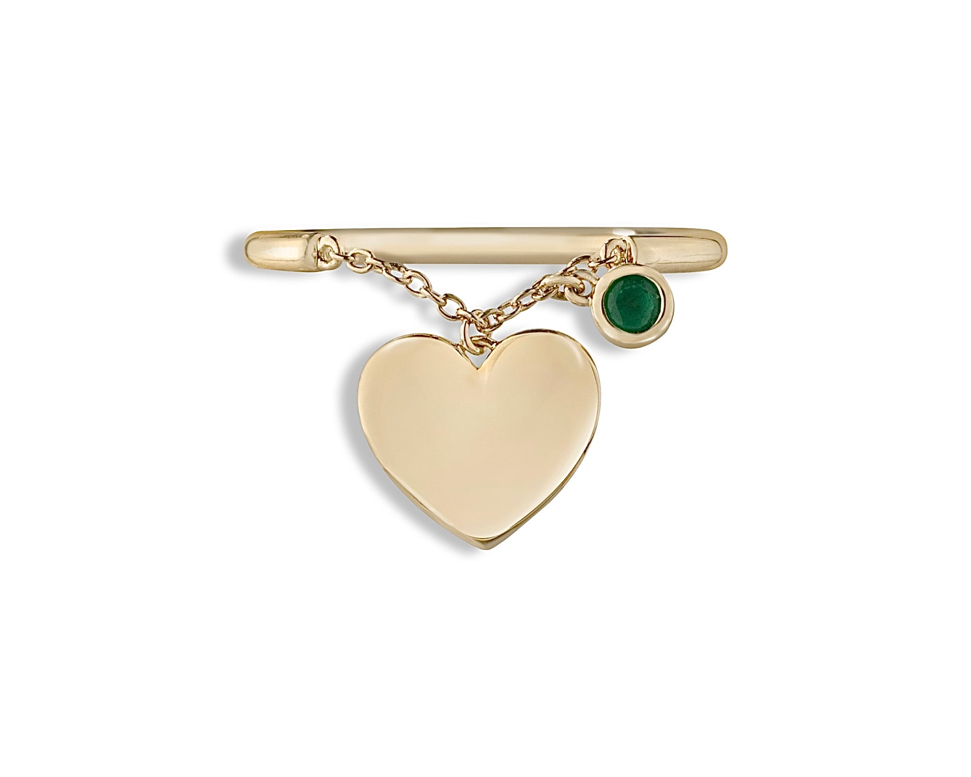 Emerald Hanging Heart Ring