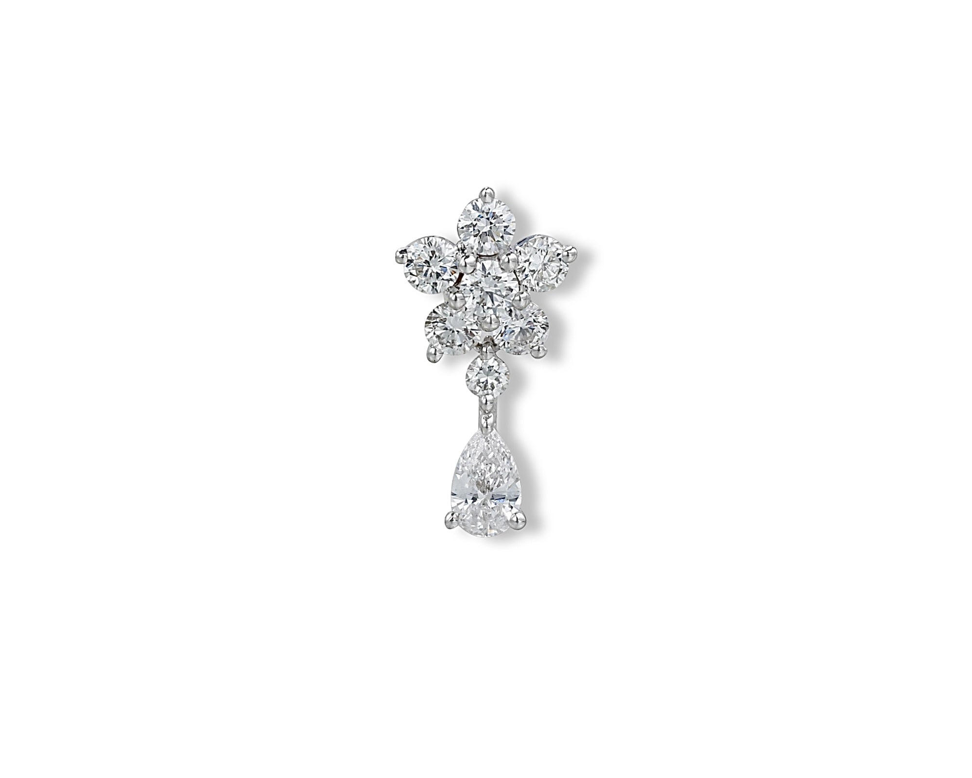 Flower Pear Drop Single Stud