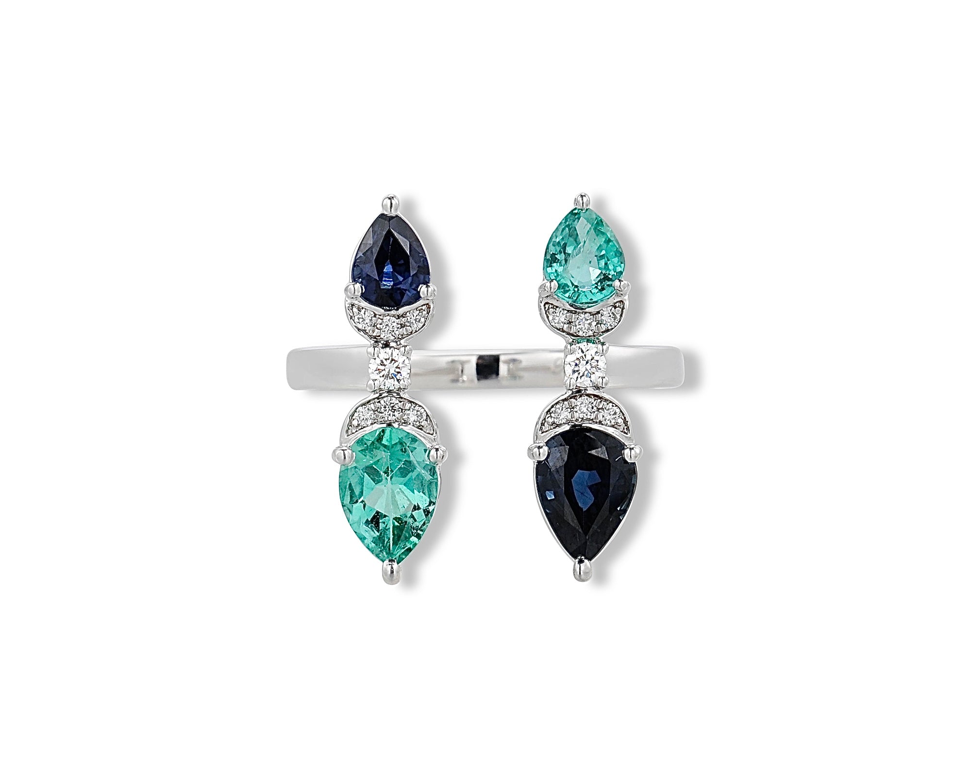 Dancing Butterflies (Blue Sapphire & Emerald) Ring