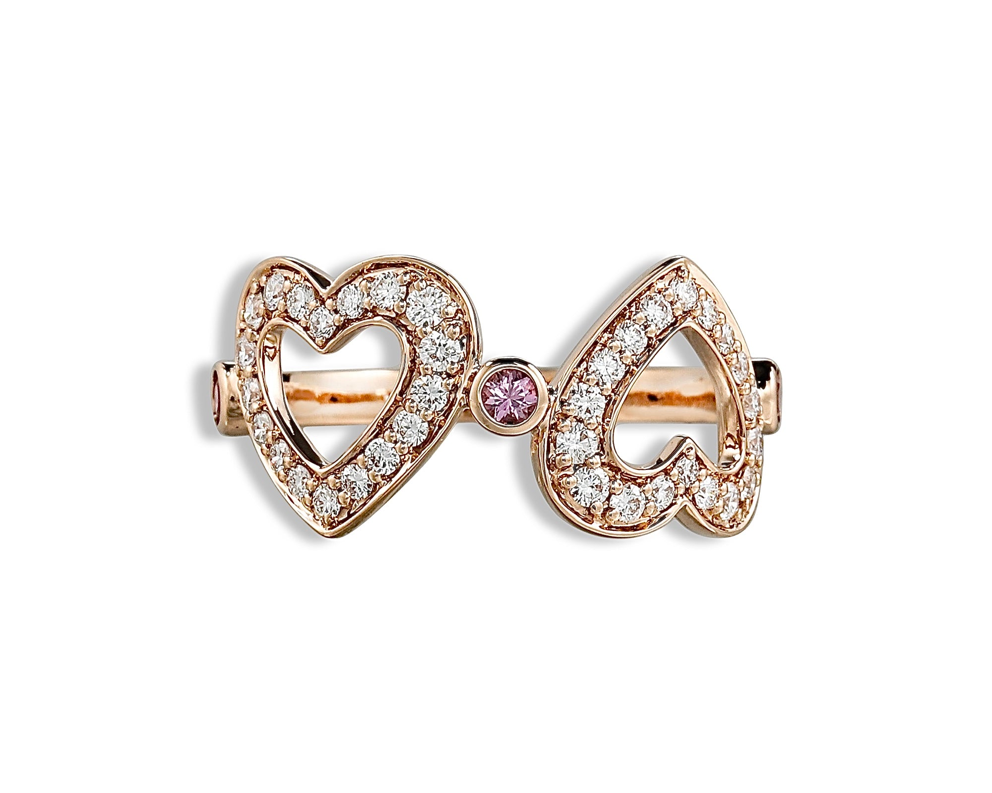 Diamond Pink Polka Dot Heart Ring