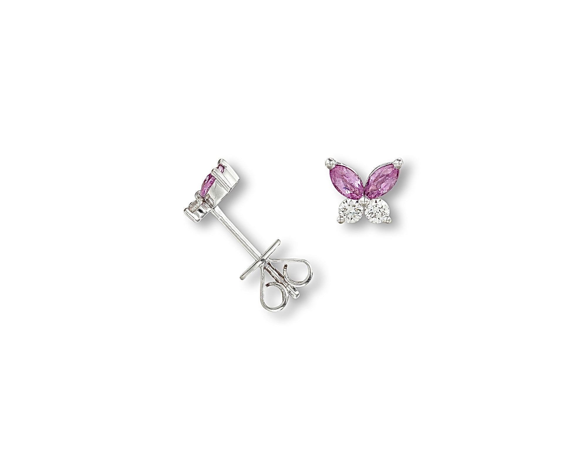 Mini Pink Diamond Butterfly Stud