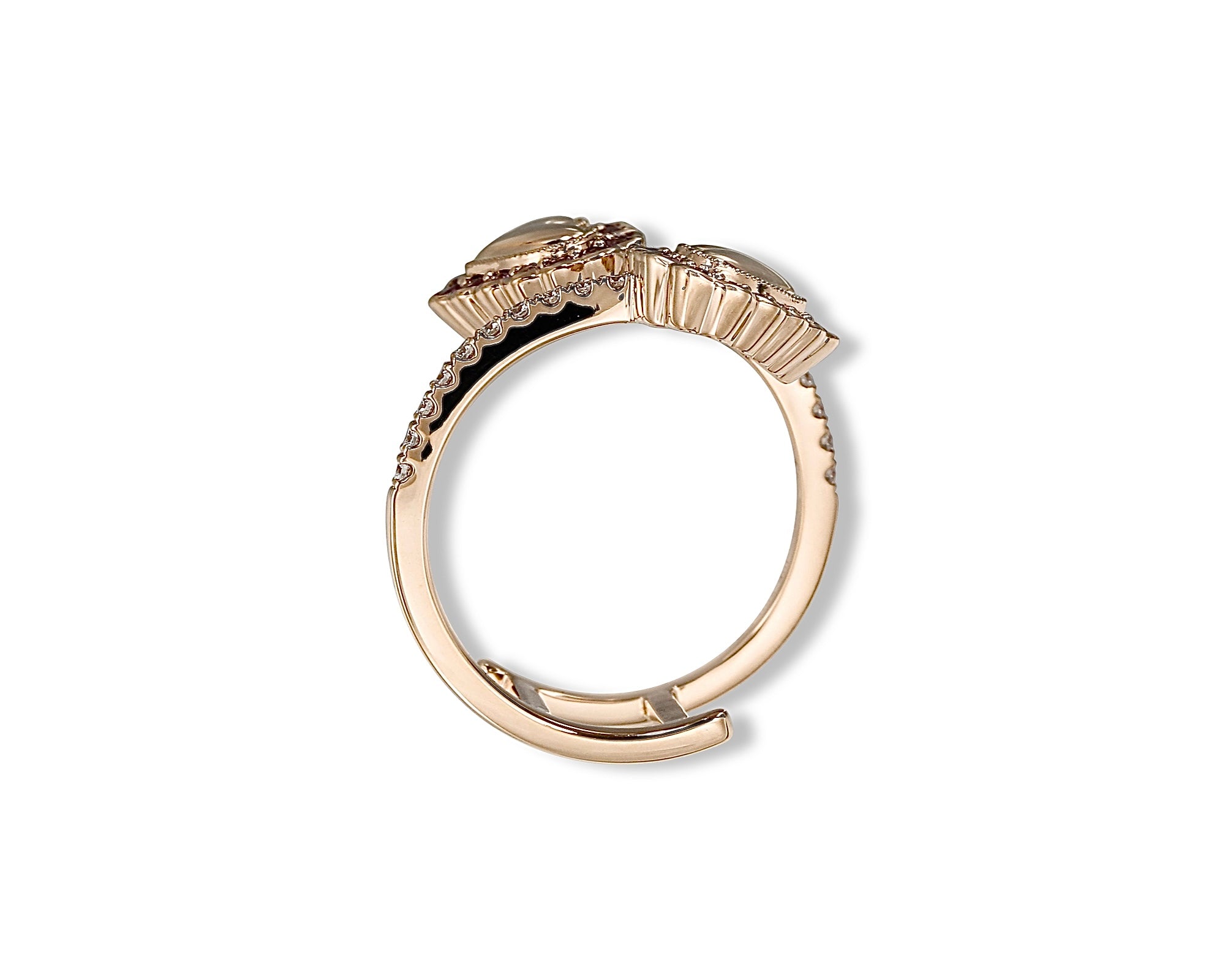 Pink Double Button Heart Ring