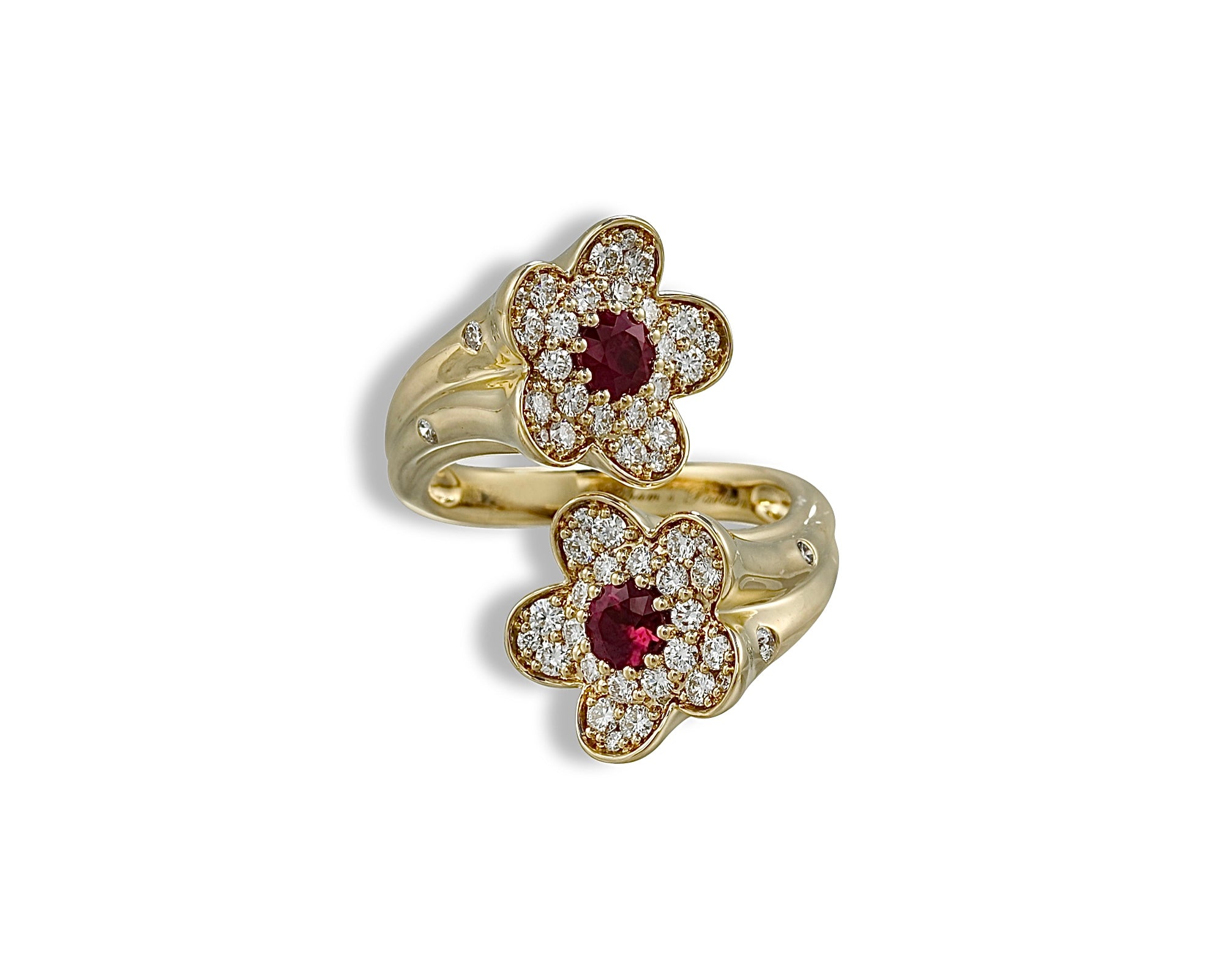 Ruby and Diamond Pretty Flower Ring