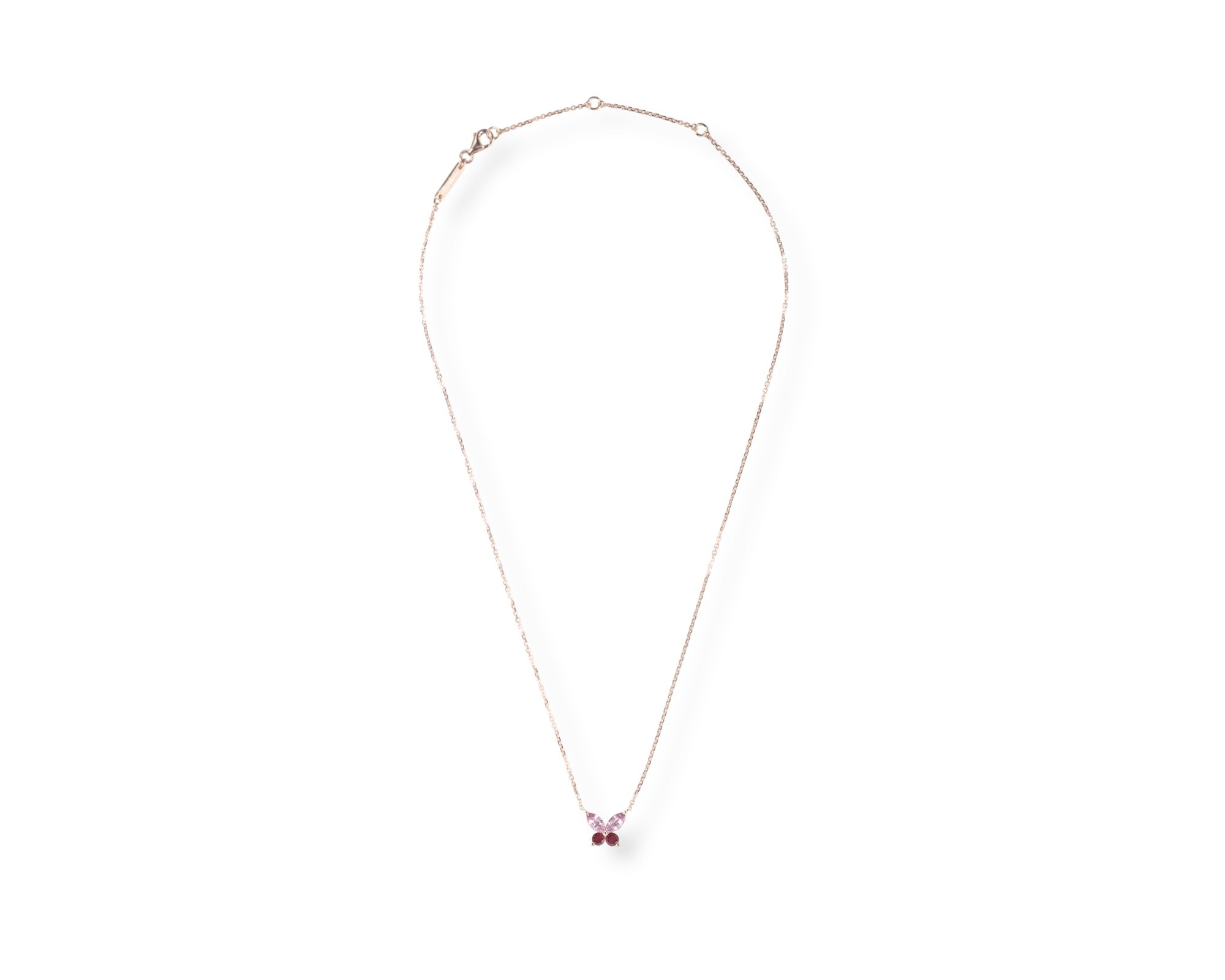 Mini Butterfly Ruby Pink Sapphire Necklace