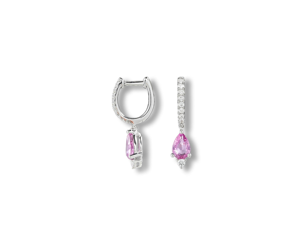 Pink Pear Hoops Earrings