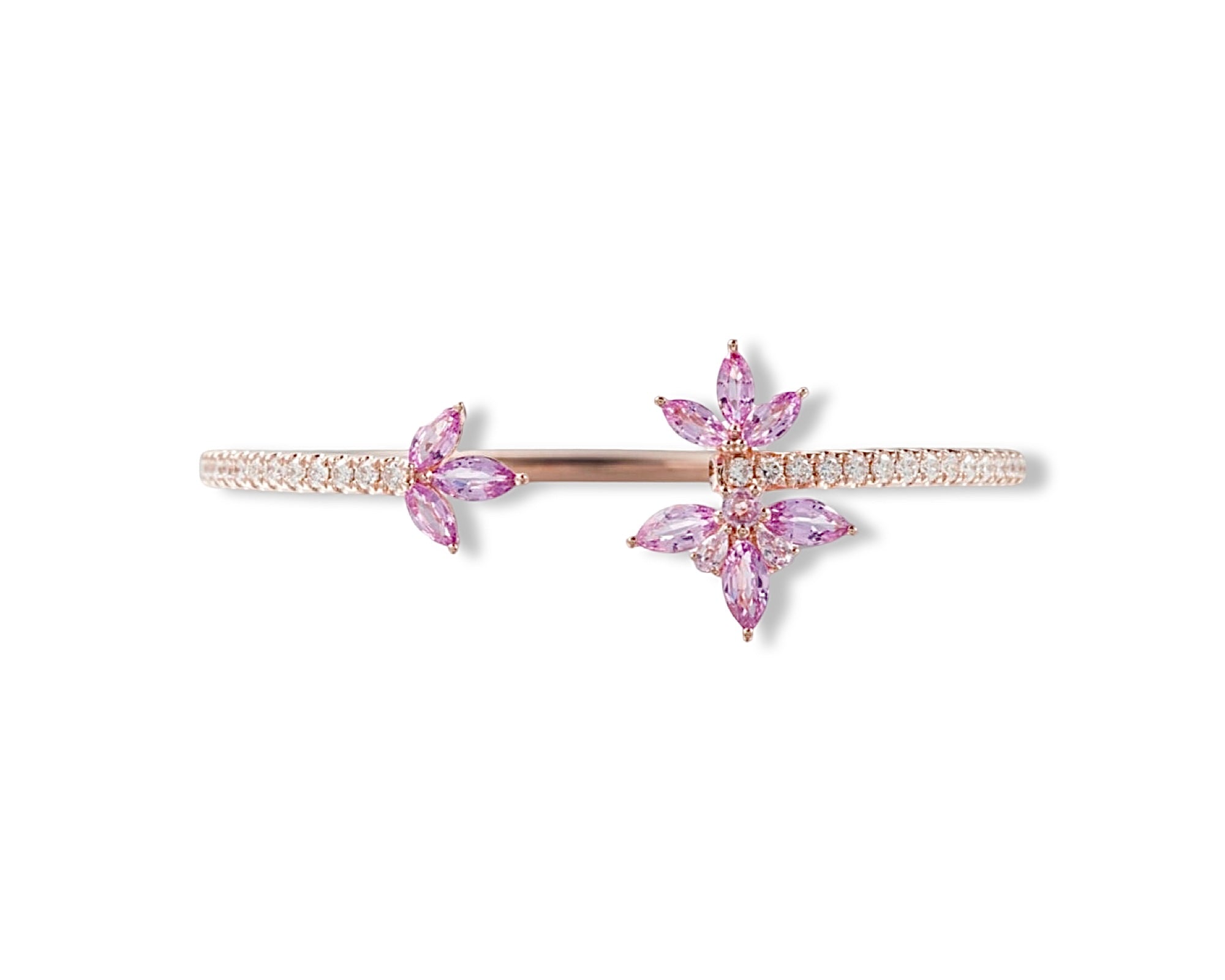 Pink Flower Open Bangle