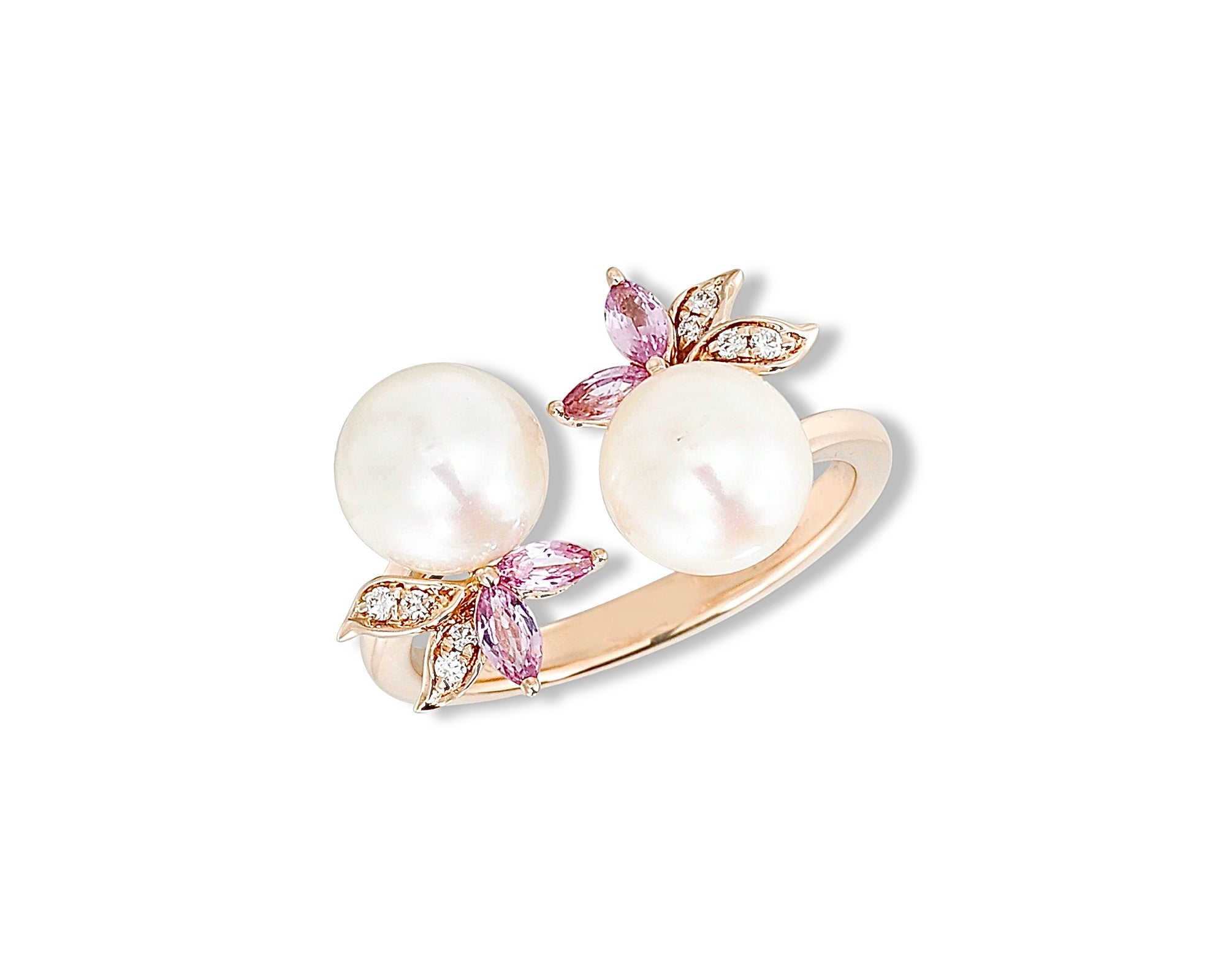 Pretty Pink Pearl Gardenia Ring