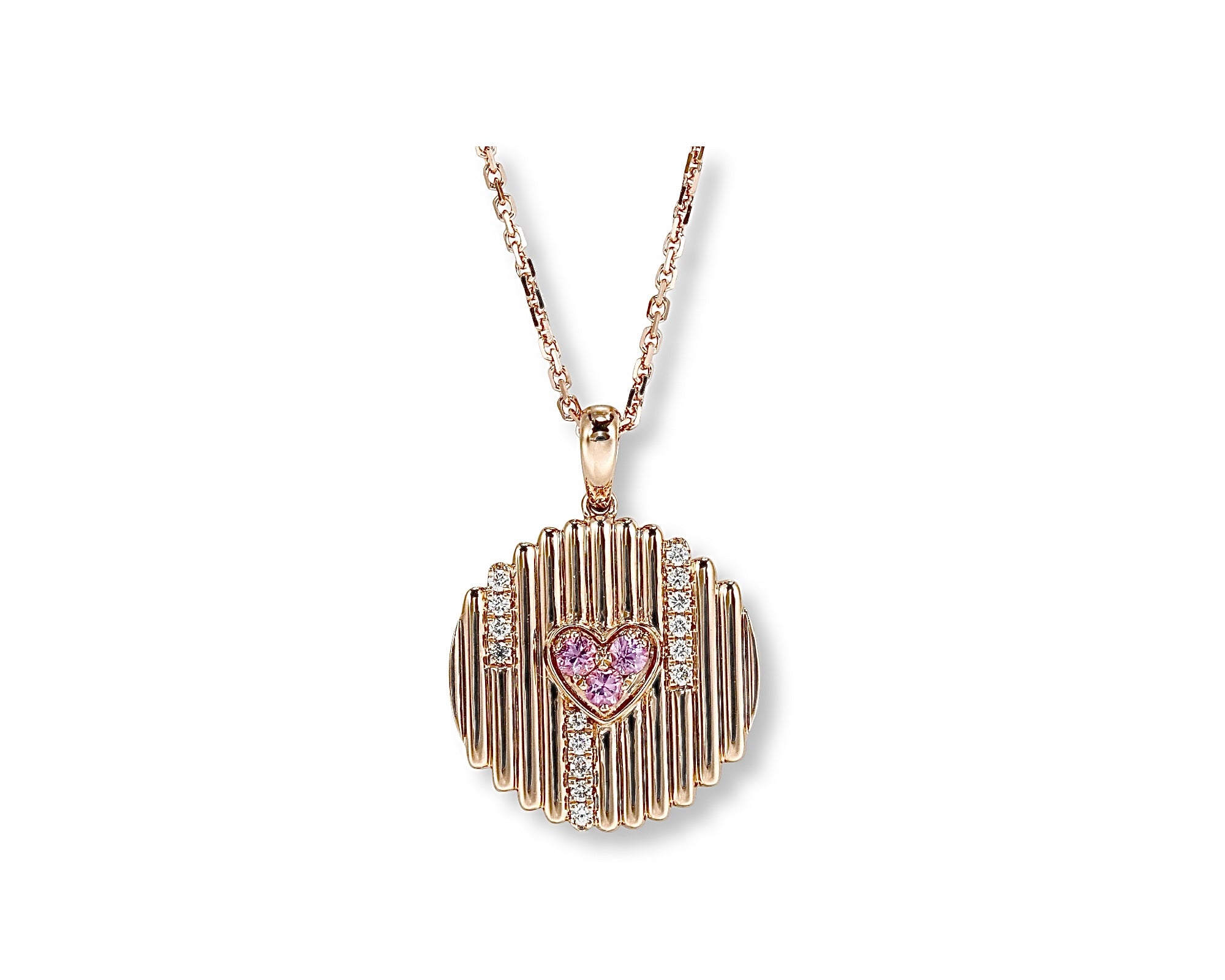 Textured Pink Heart Necklace