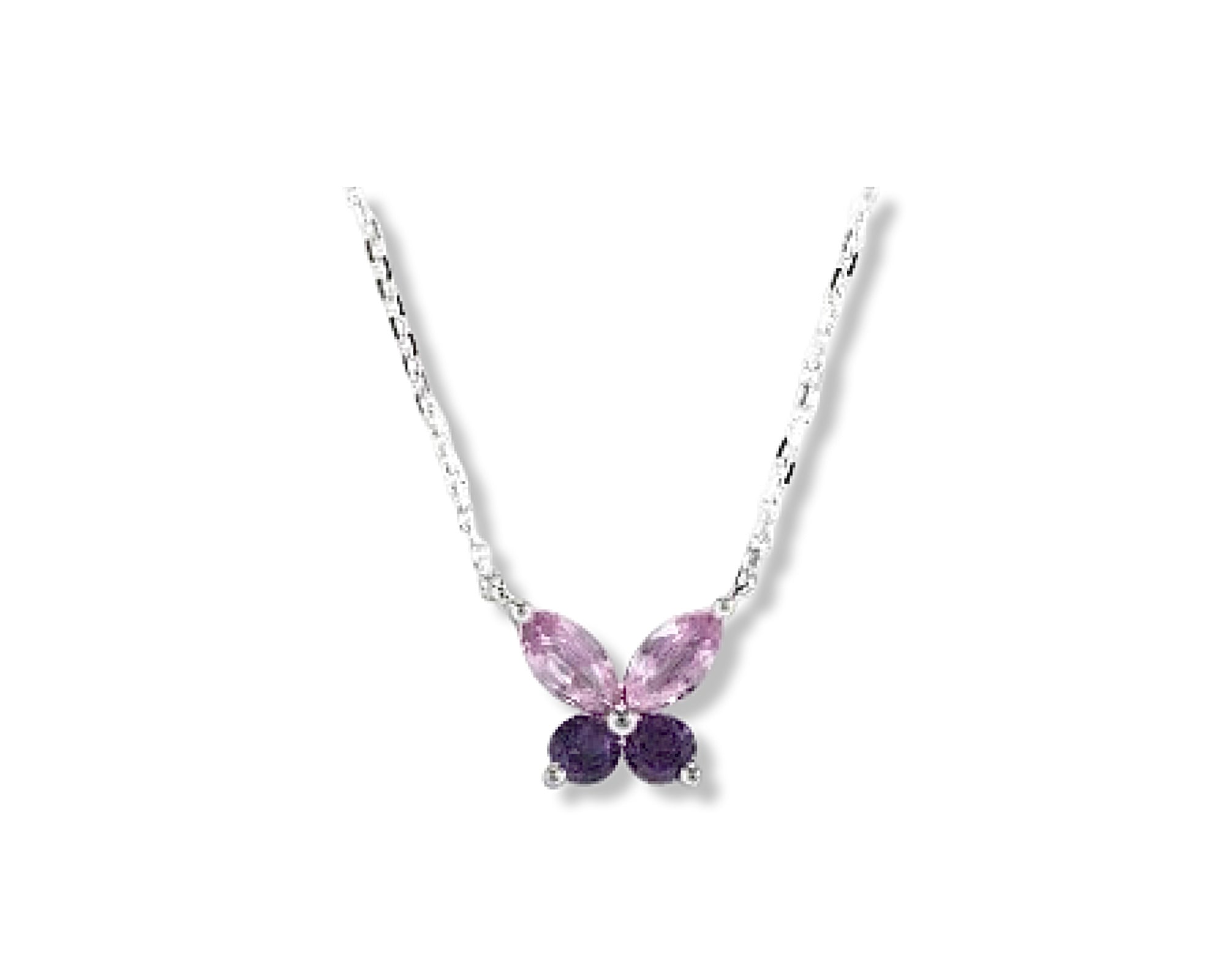 Mini Butterfly Pink Sapphire Amethyst Necklace