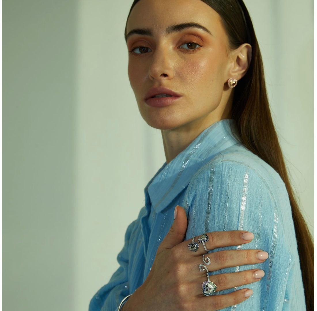 Amethyst Pink Sapphire Vintage Button Heart Stud