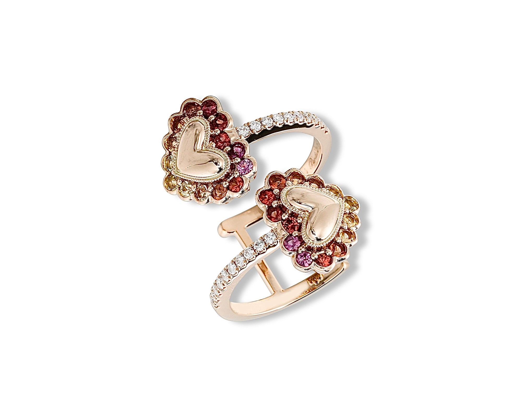 Warm Ombre Double Button Heart Ring