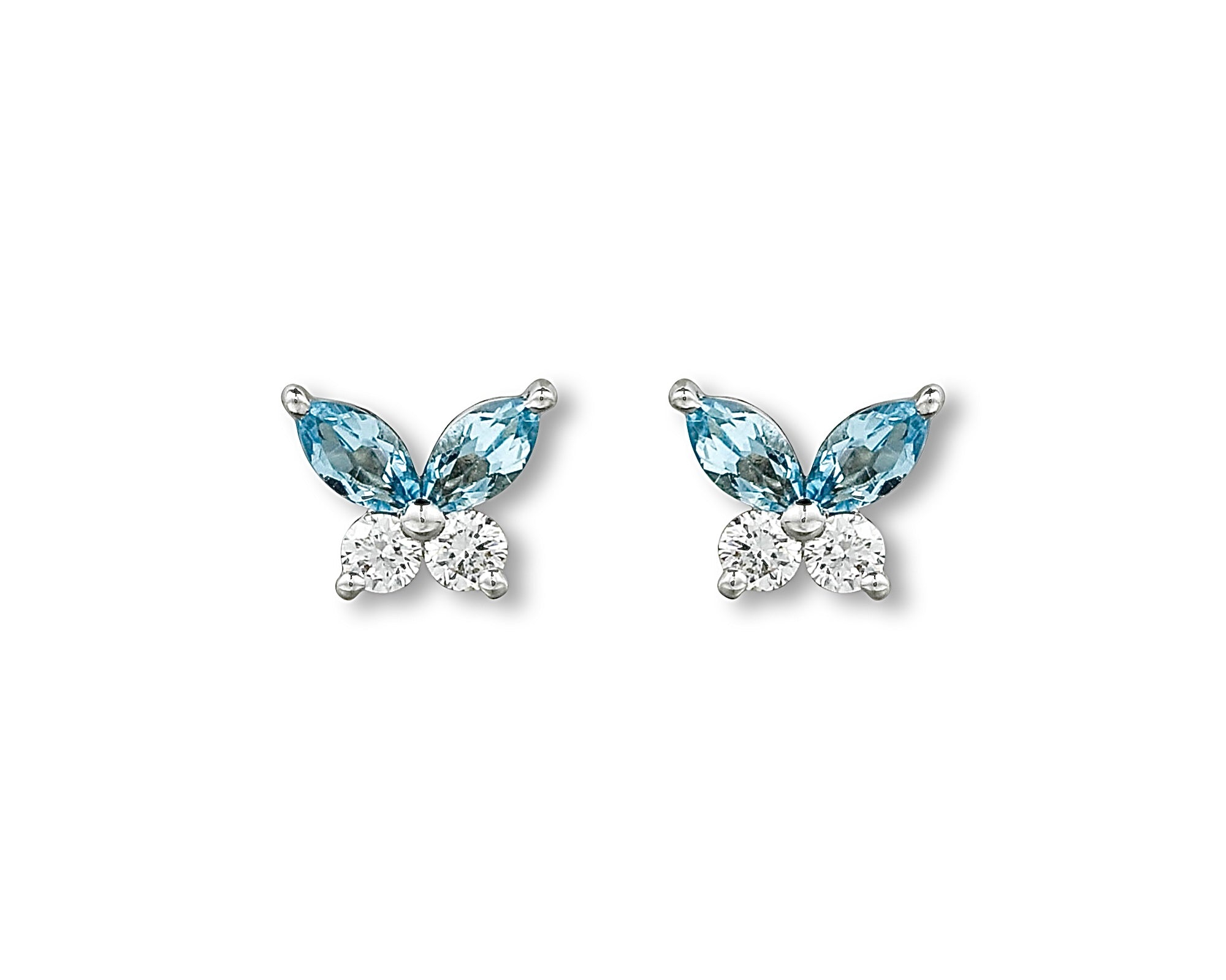 Mini Blue Topaz Diamond Butterfly Stud