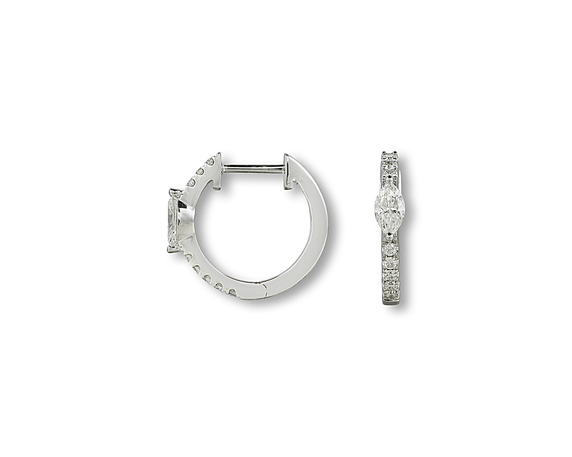 Marquise Pave Diamond Hoops