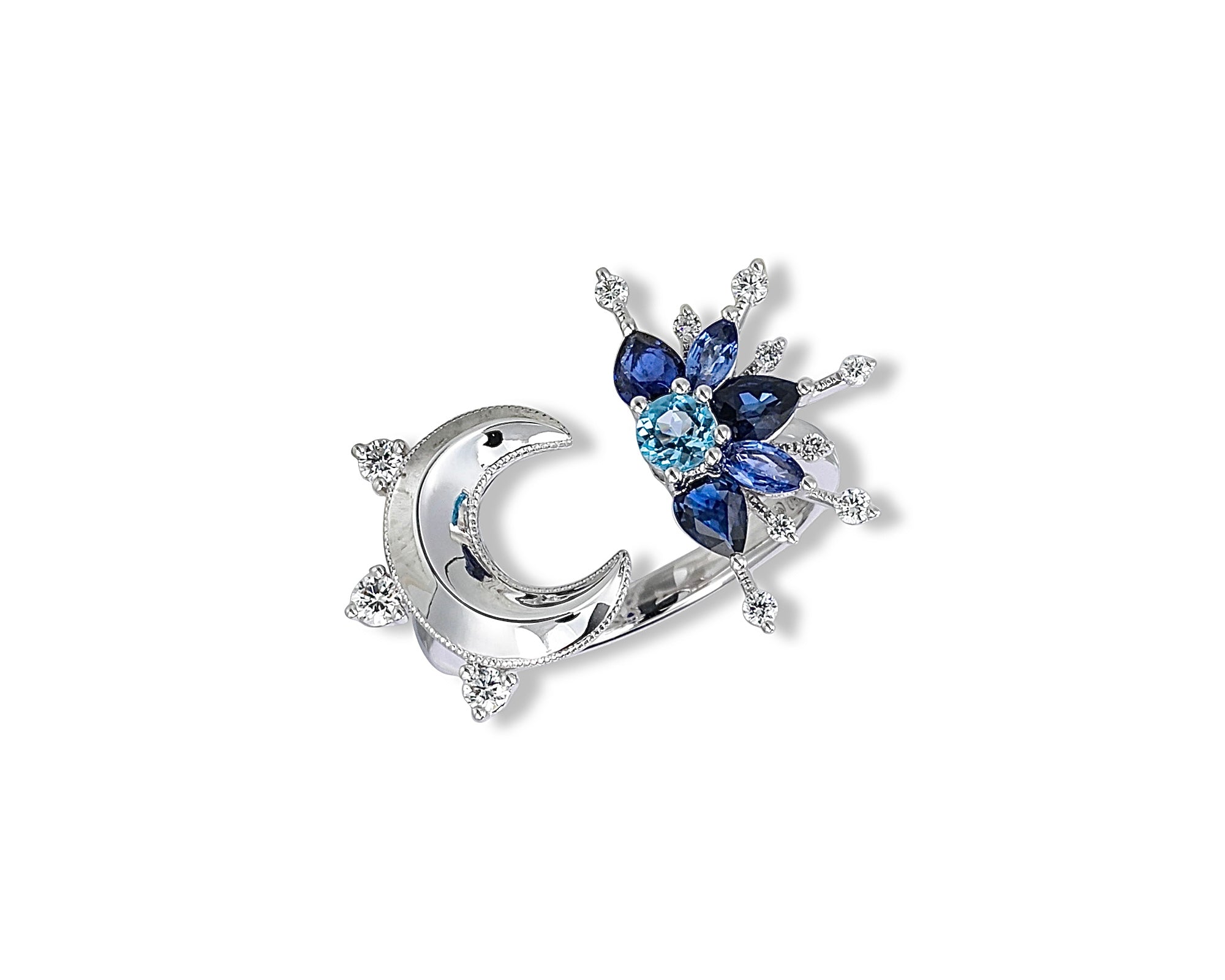 Topaz Star and Moon Ring