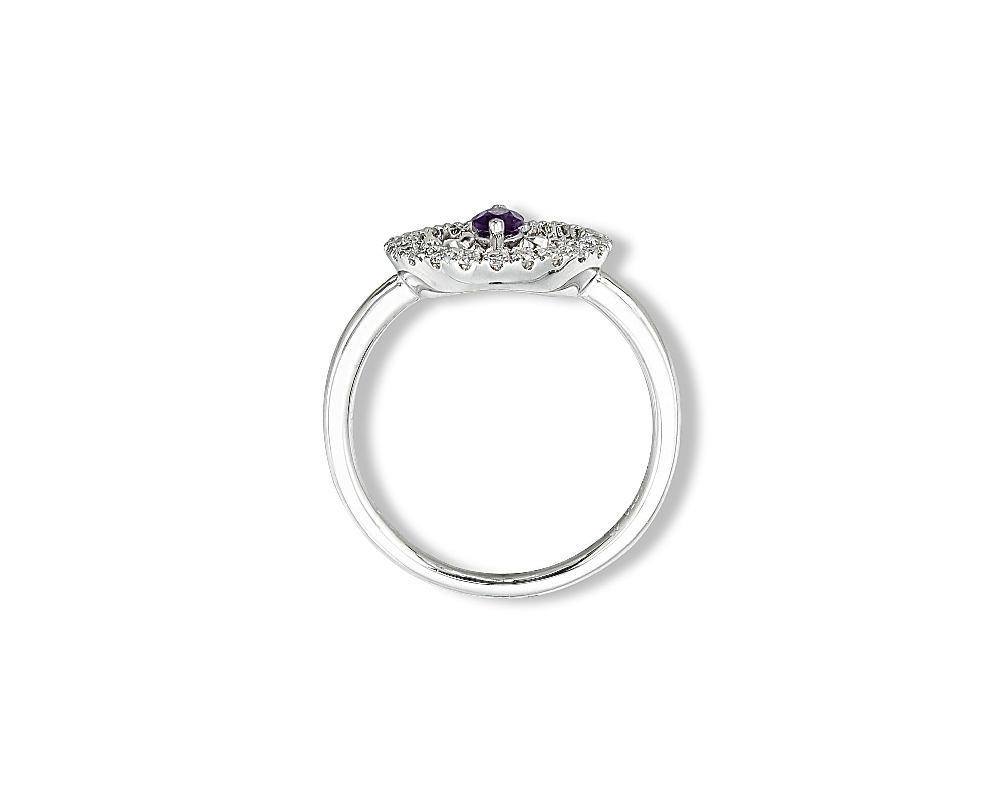 Pinky Amethyst Round Ring