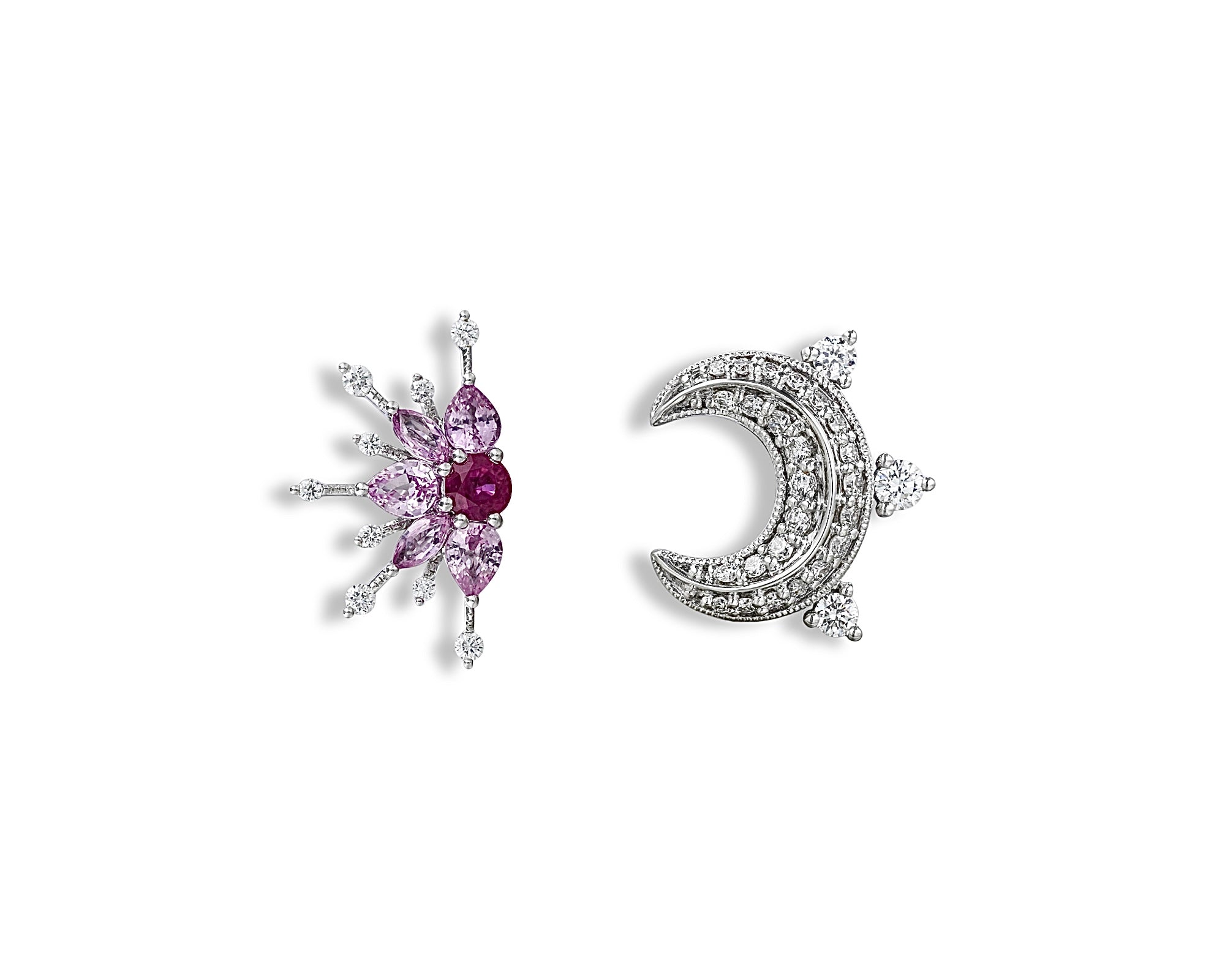 Pink Star and Moon Stud