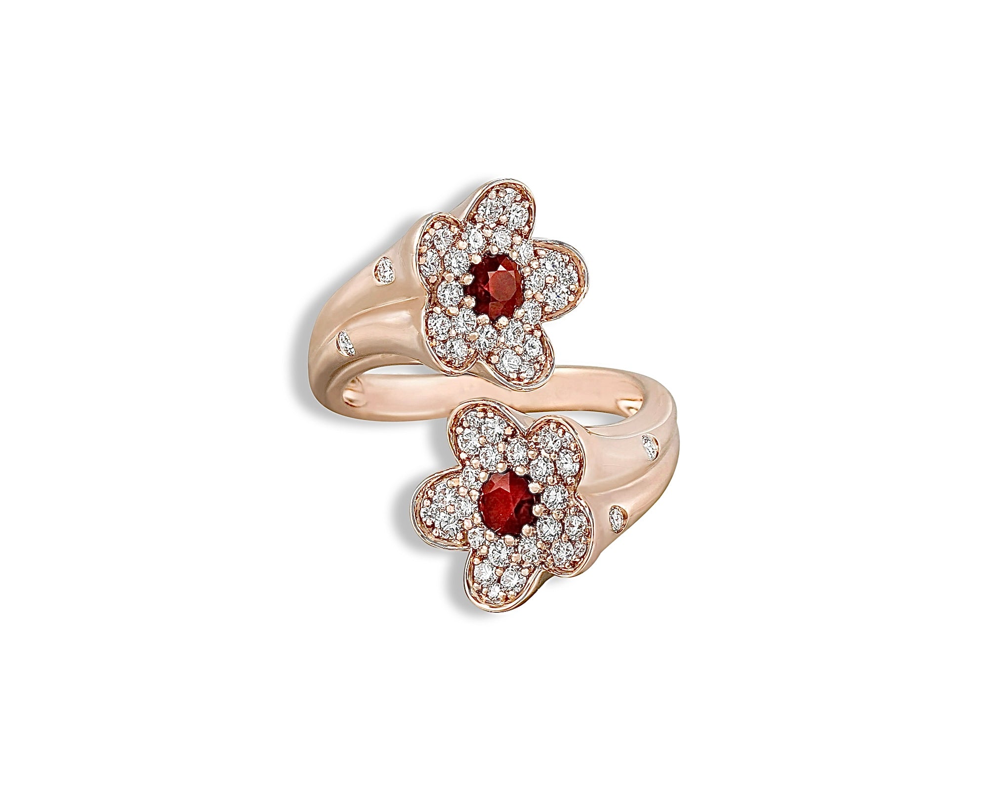 Ruby and Diamond Pretty Flower Ring
