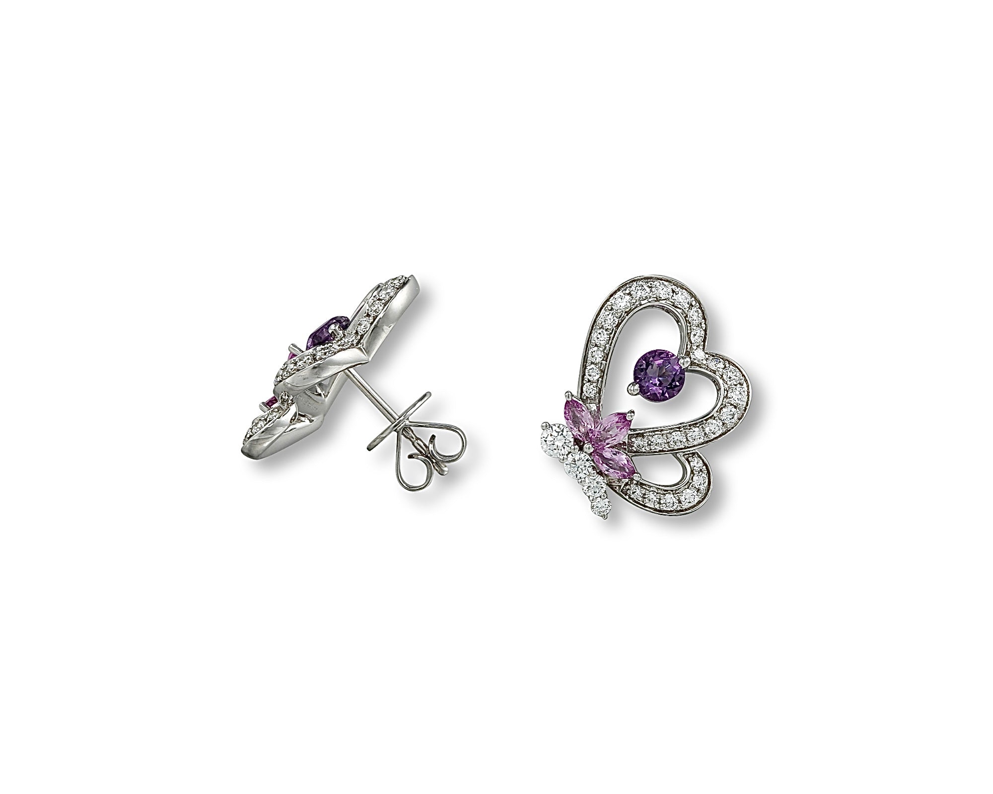 Fairy Butterfly (Amethyst & Pink Sapphire) Earring