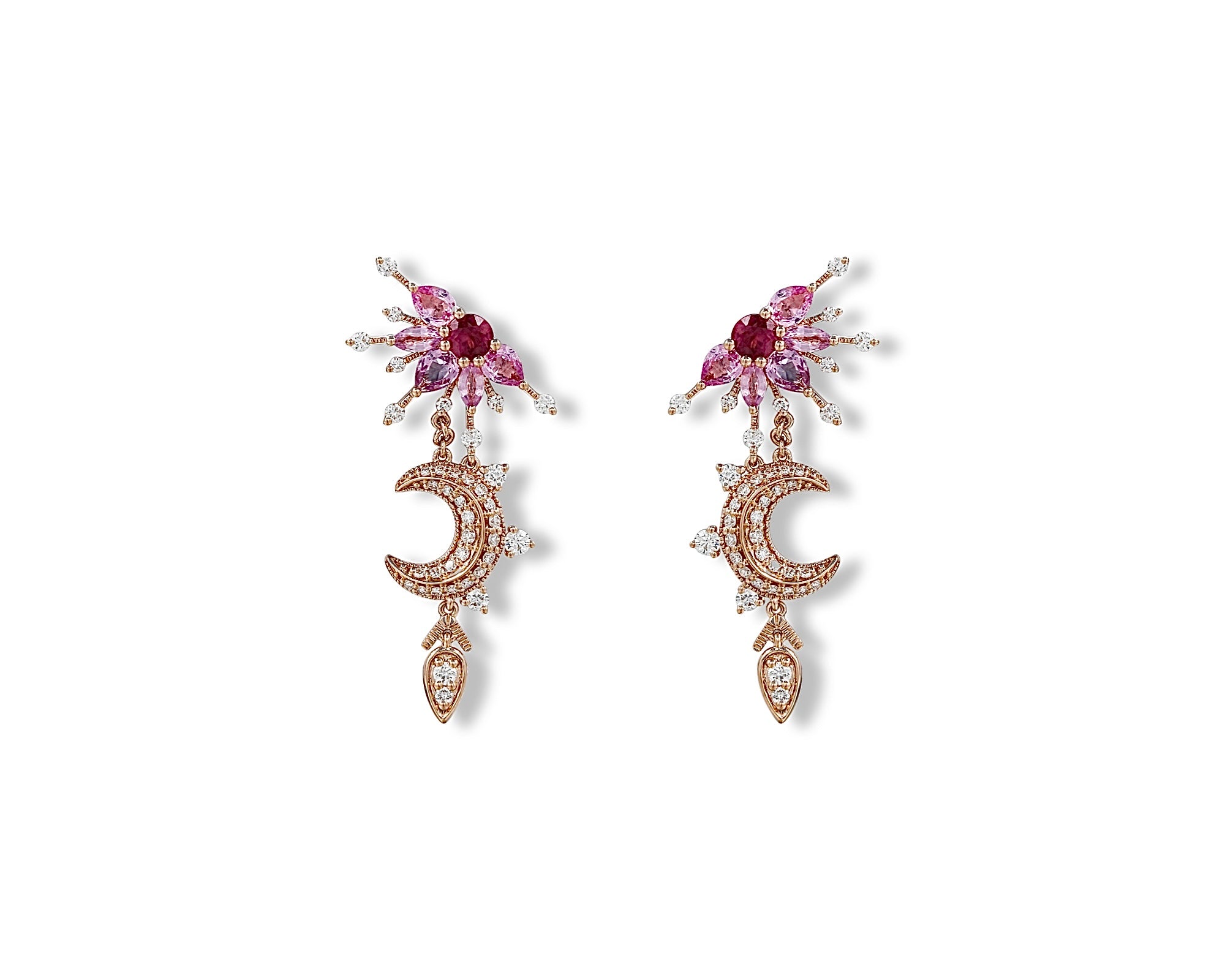 Pink Starburst Moon Earring