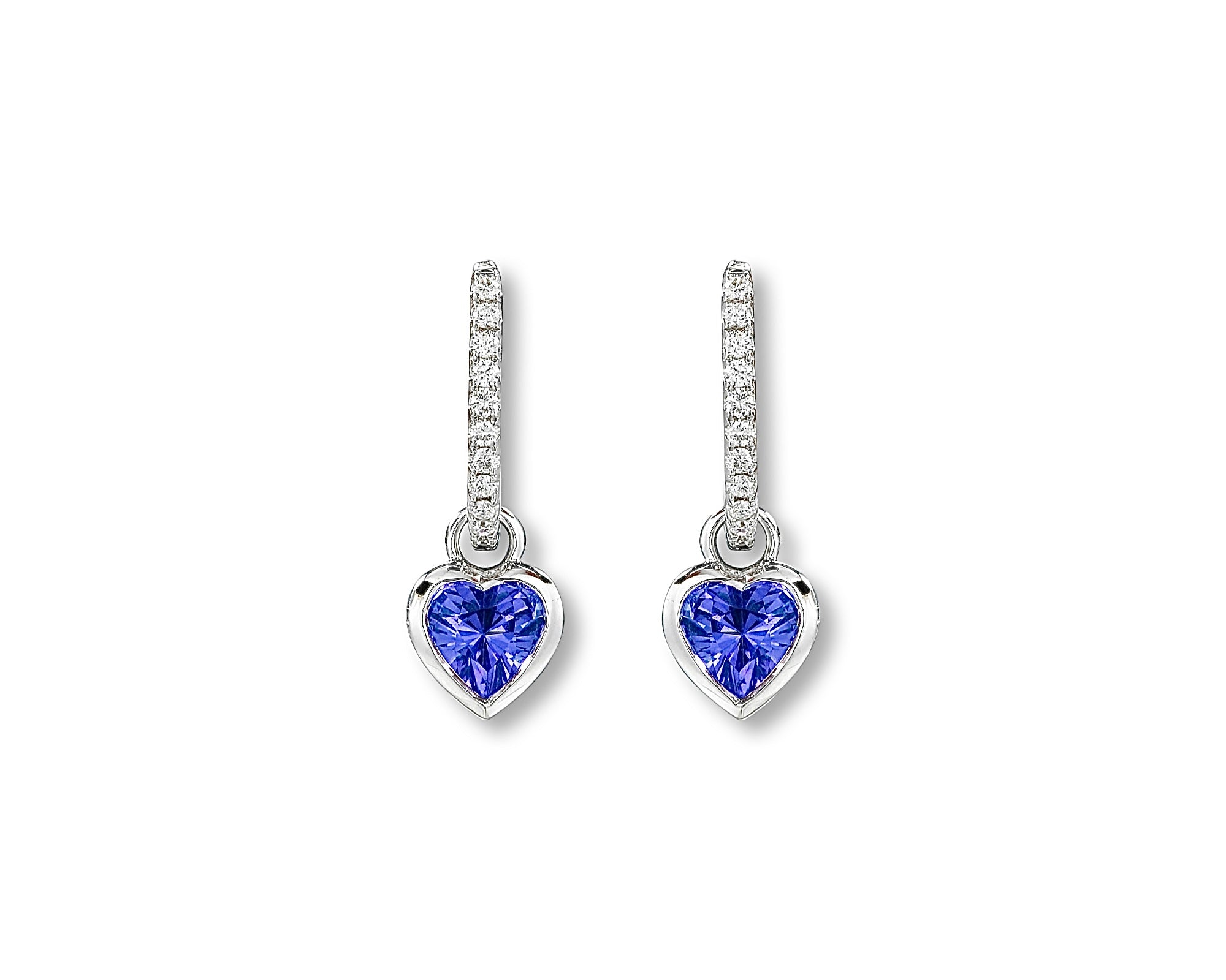 Blue Heart Diamond Hoops