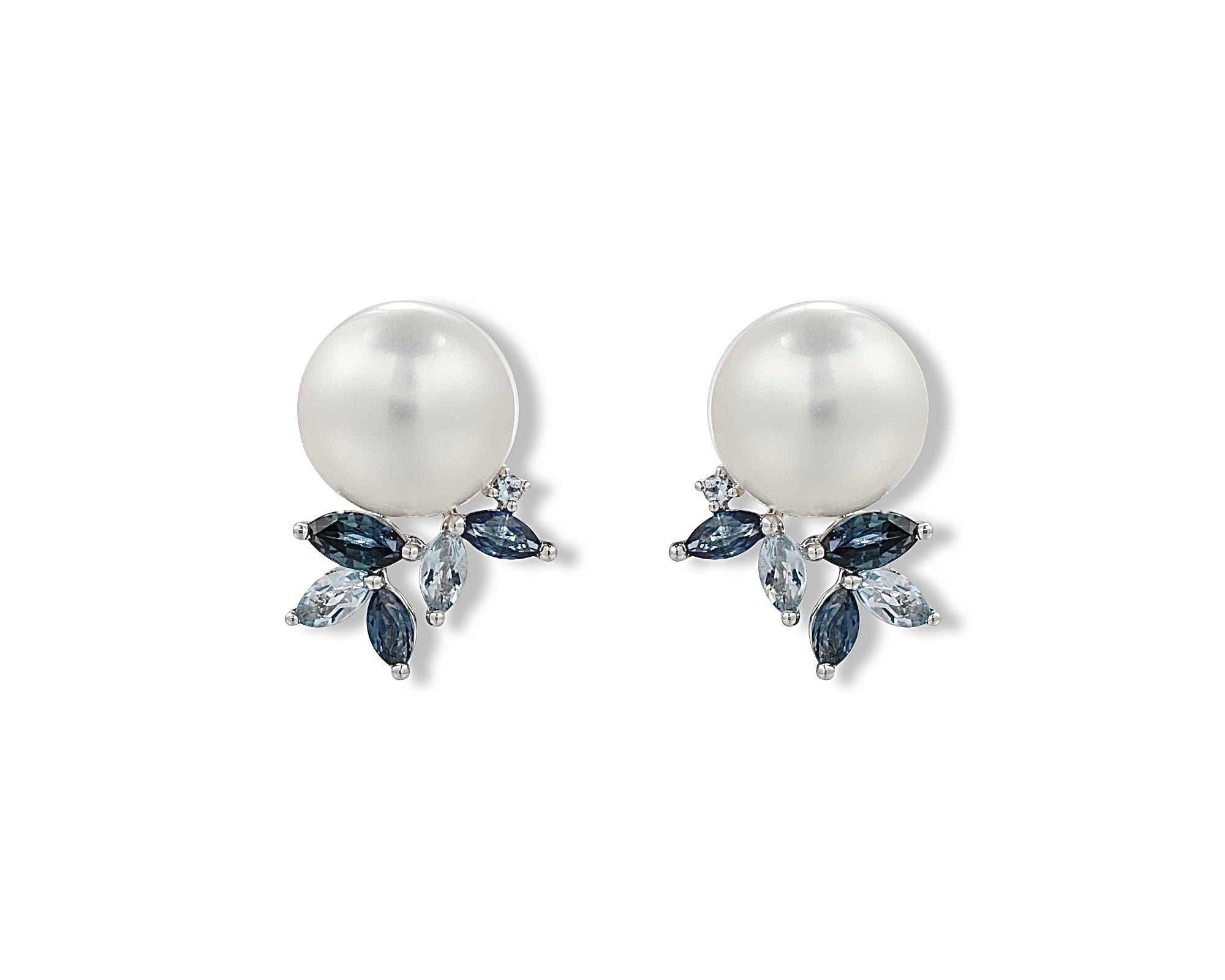 Aqua Pearl Gardenia Stud