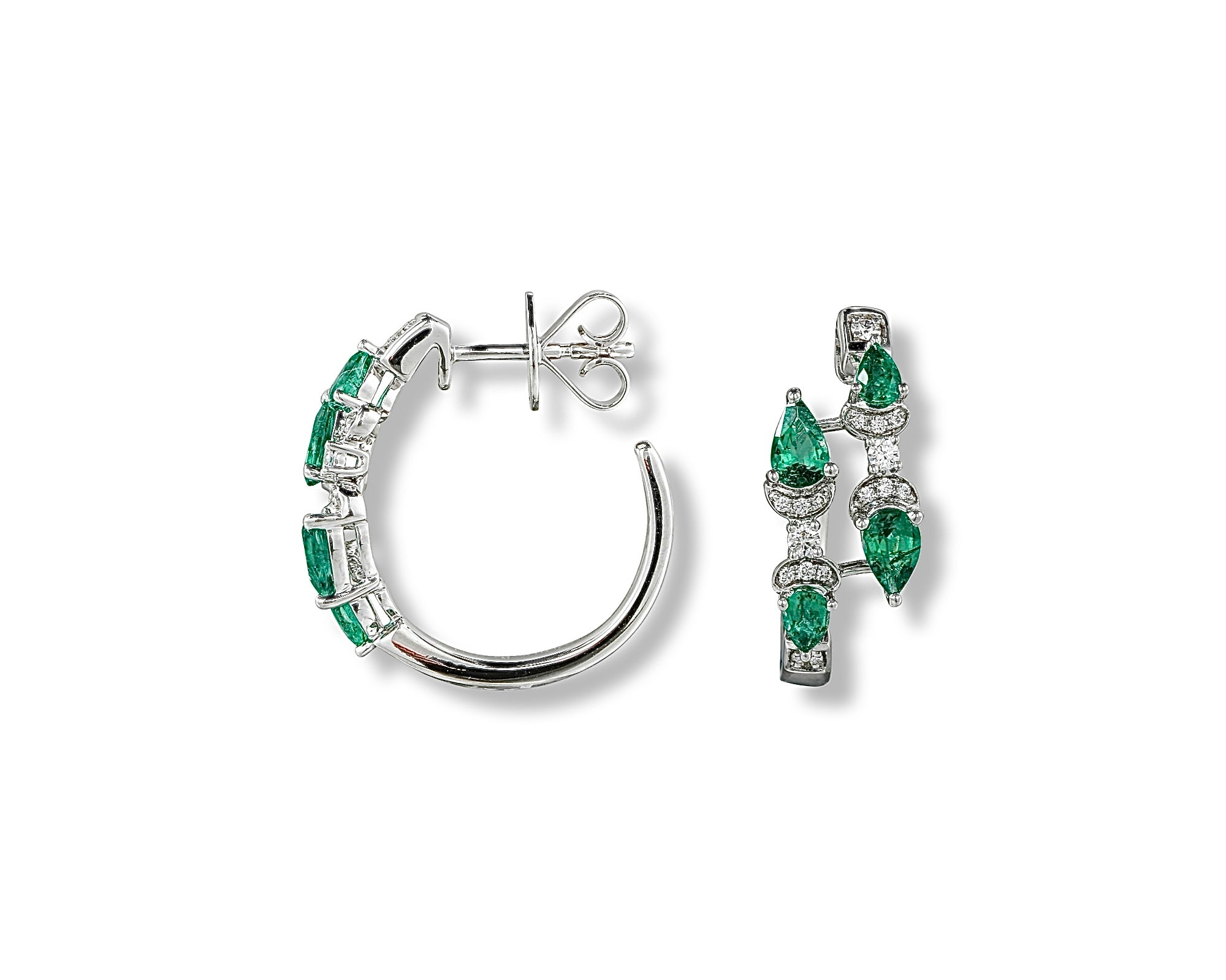 Emerald Dancing Butterfly Hoops