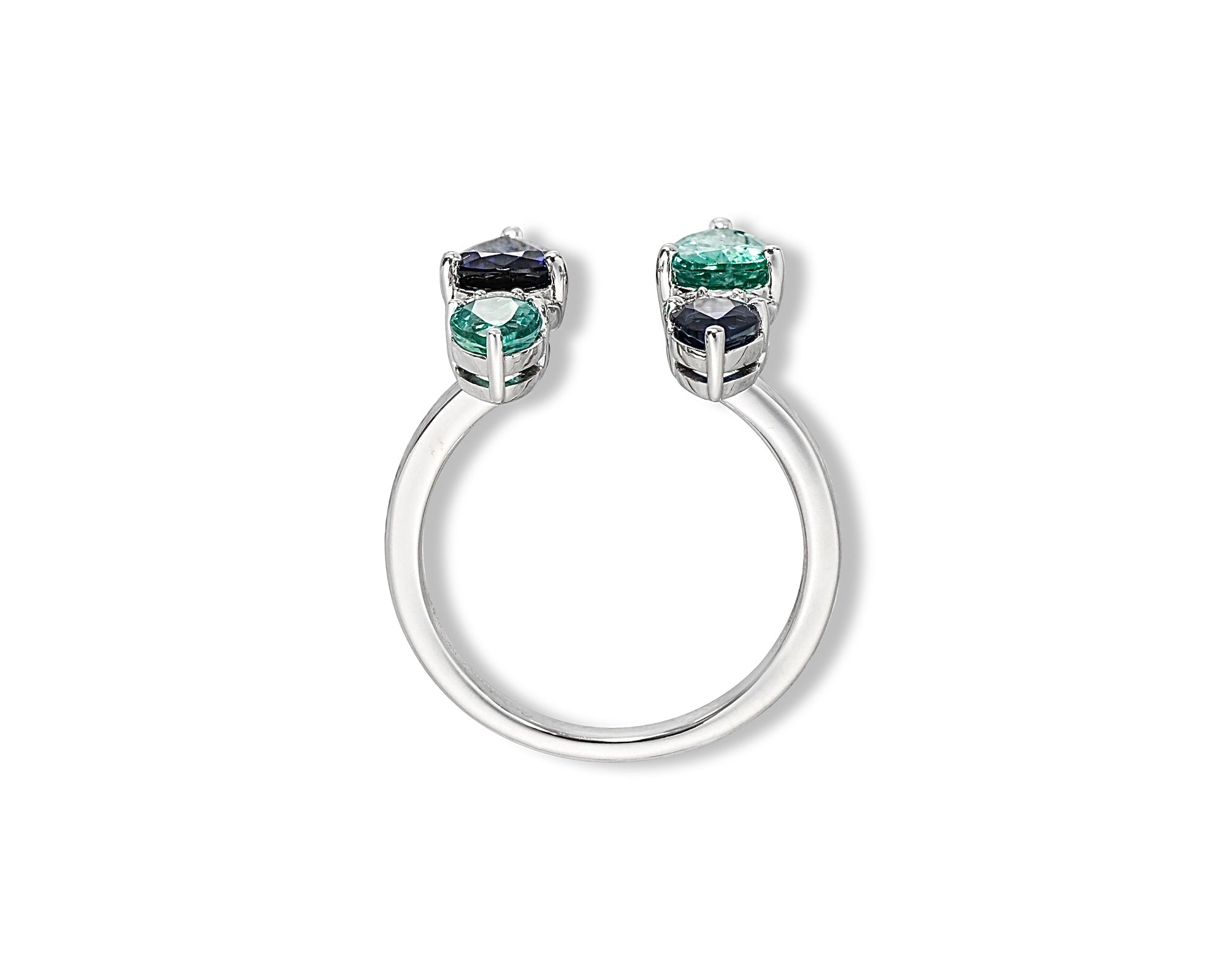 Dancing Butterflies (Blue Sapphire & Emerald) Ring