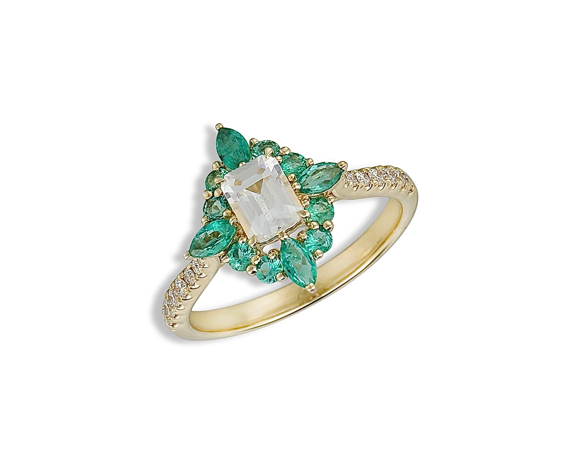 Emerald Moonstone Ring