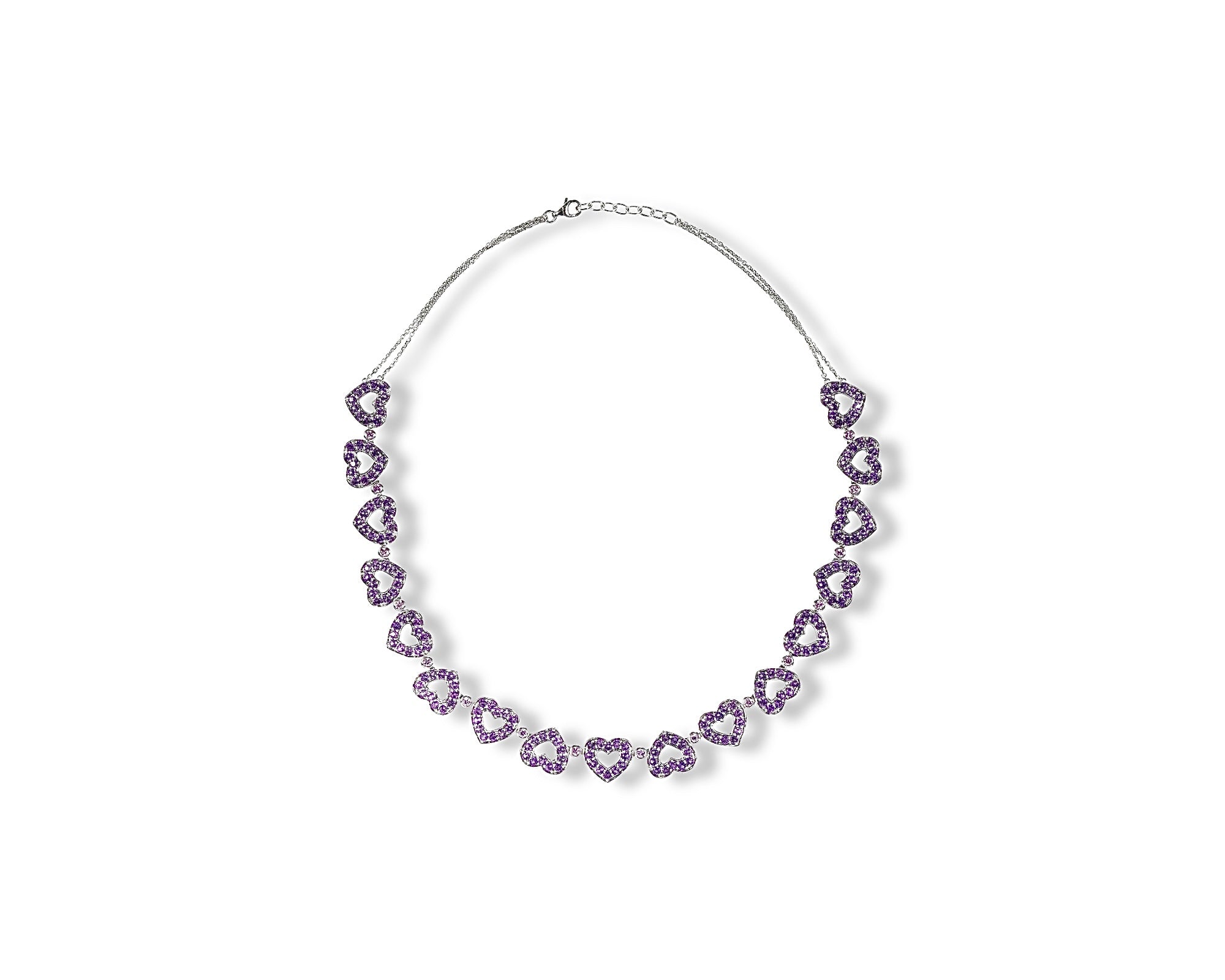 Amethyst Pink Sapphire Polka Dot Heart Necklace
