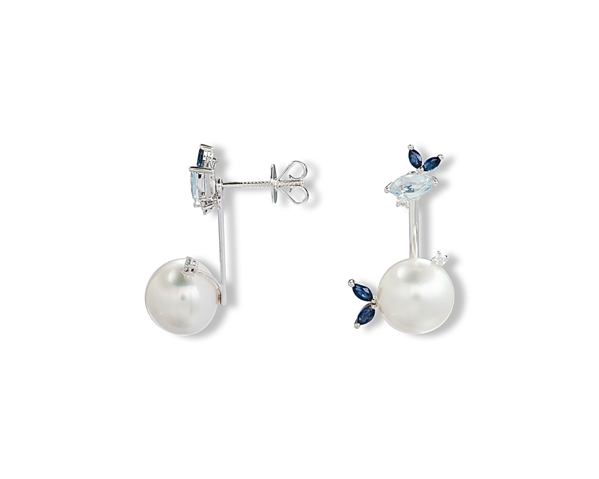 Aqua Pearl Gardenia Jacket Earring