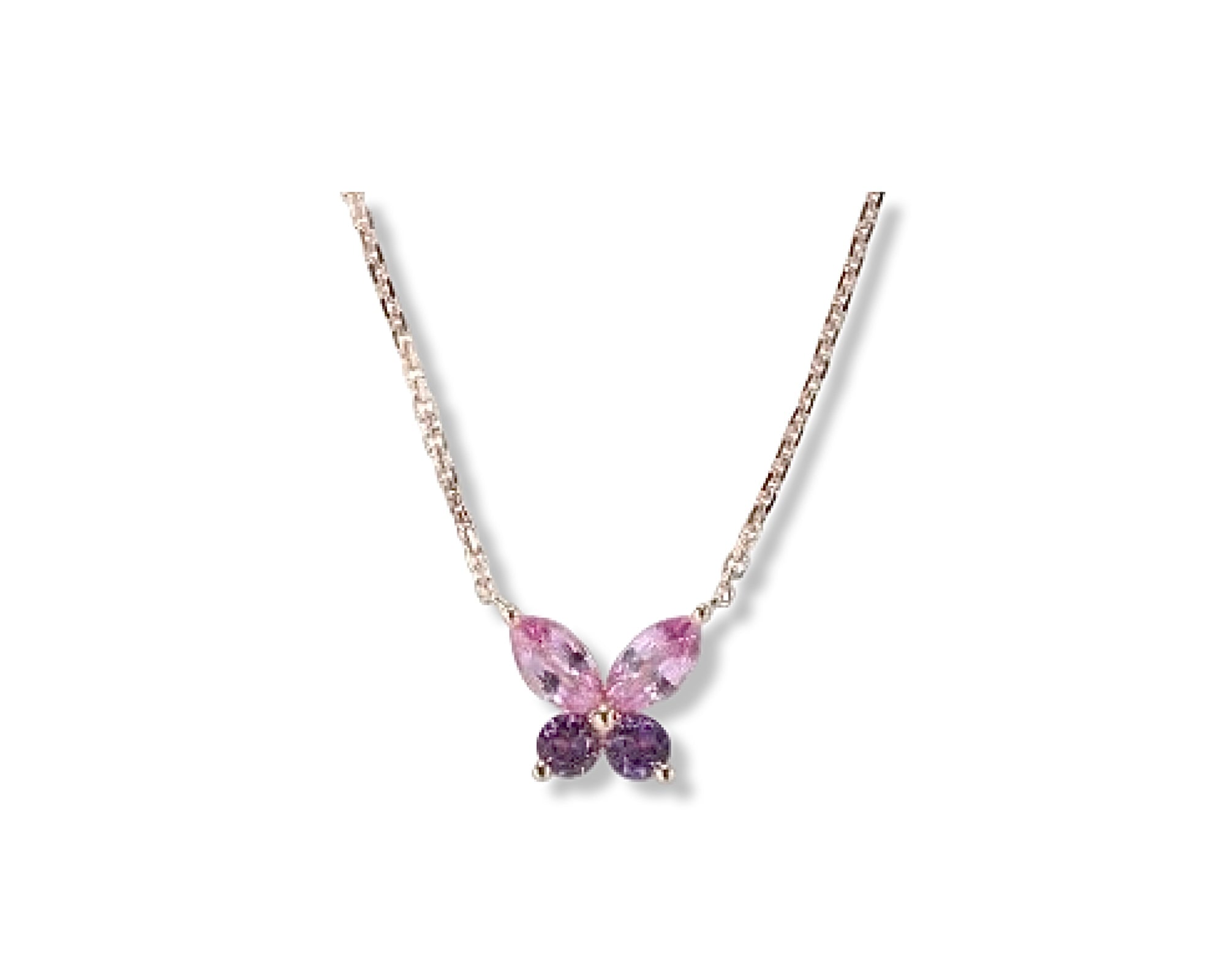 Mini Butterfly Pink Sapphire Amethyst Necklace