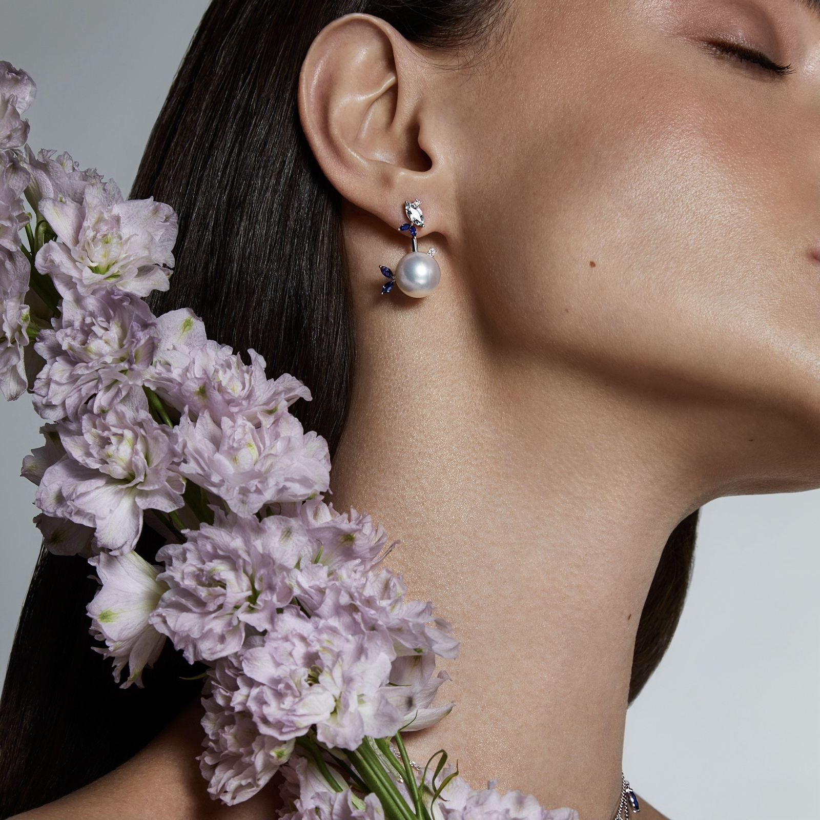 Aqua Pearl Gardenia Jacket Earring